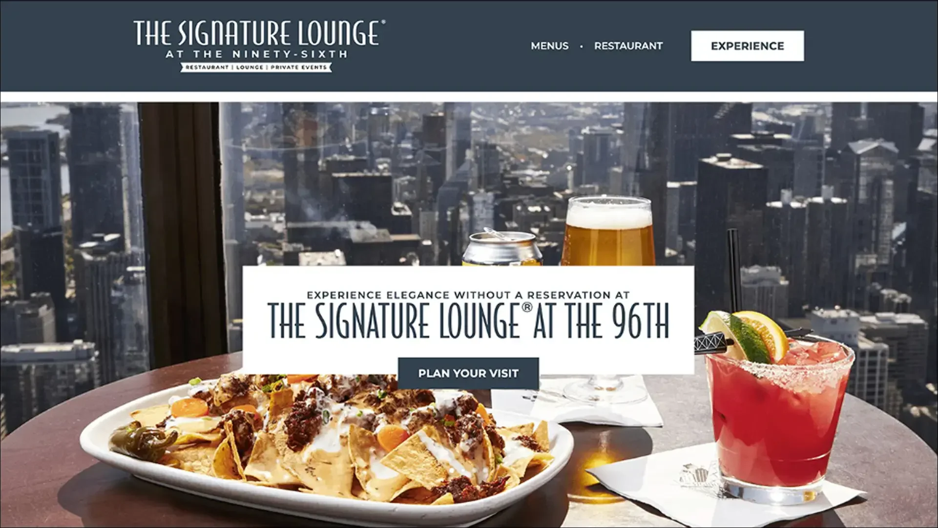 Signature Lounge at the 96th restaurant website design
