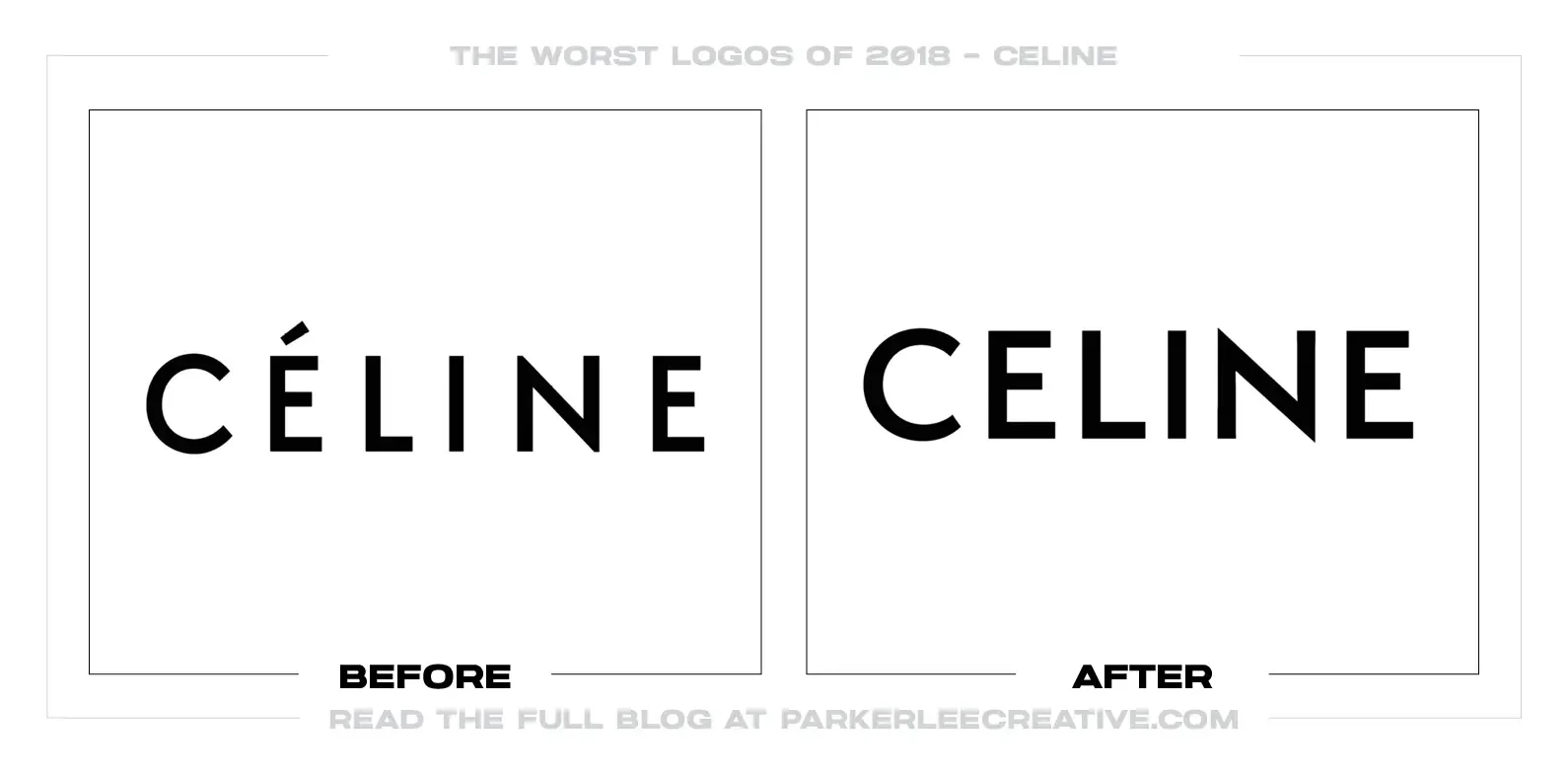 Before-and-after Celine logo comparison