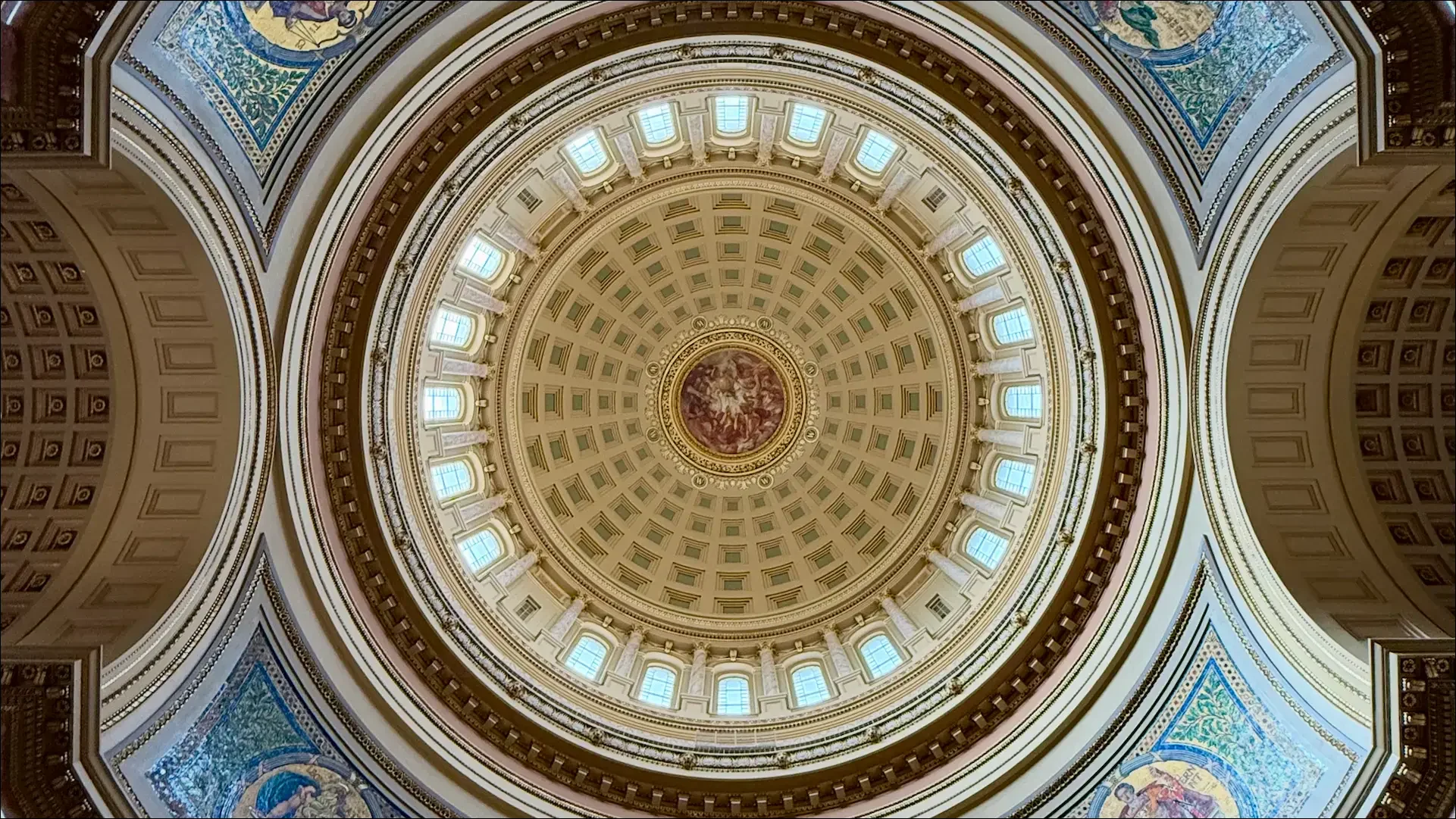 Ornate Wisconsin State Capitol dome interior