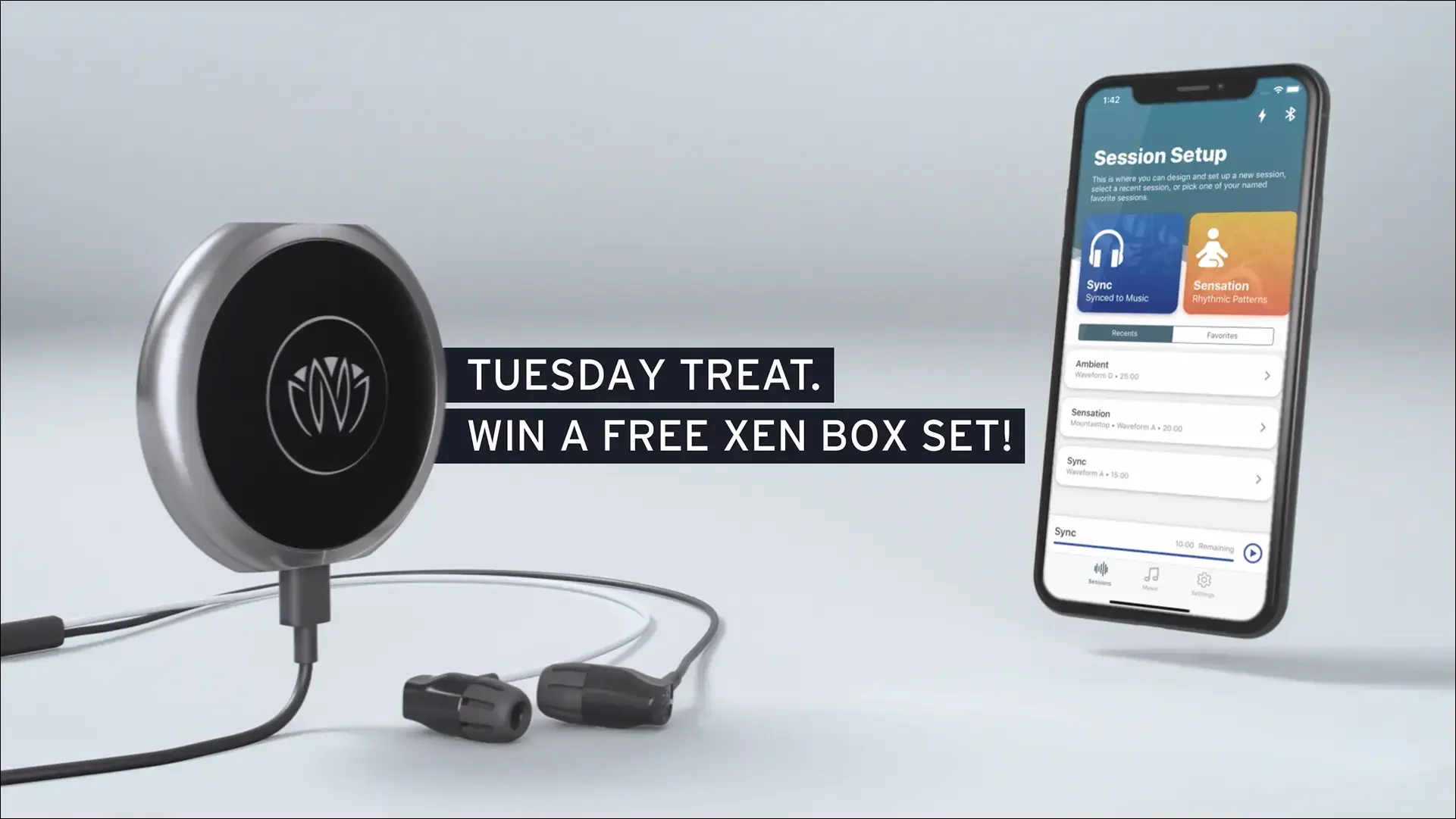 Xen wearable wellness device promotion beside mobile app