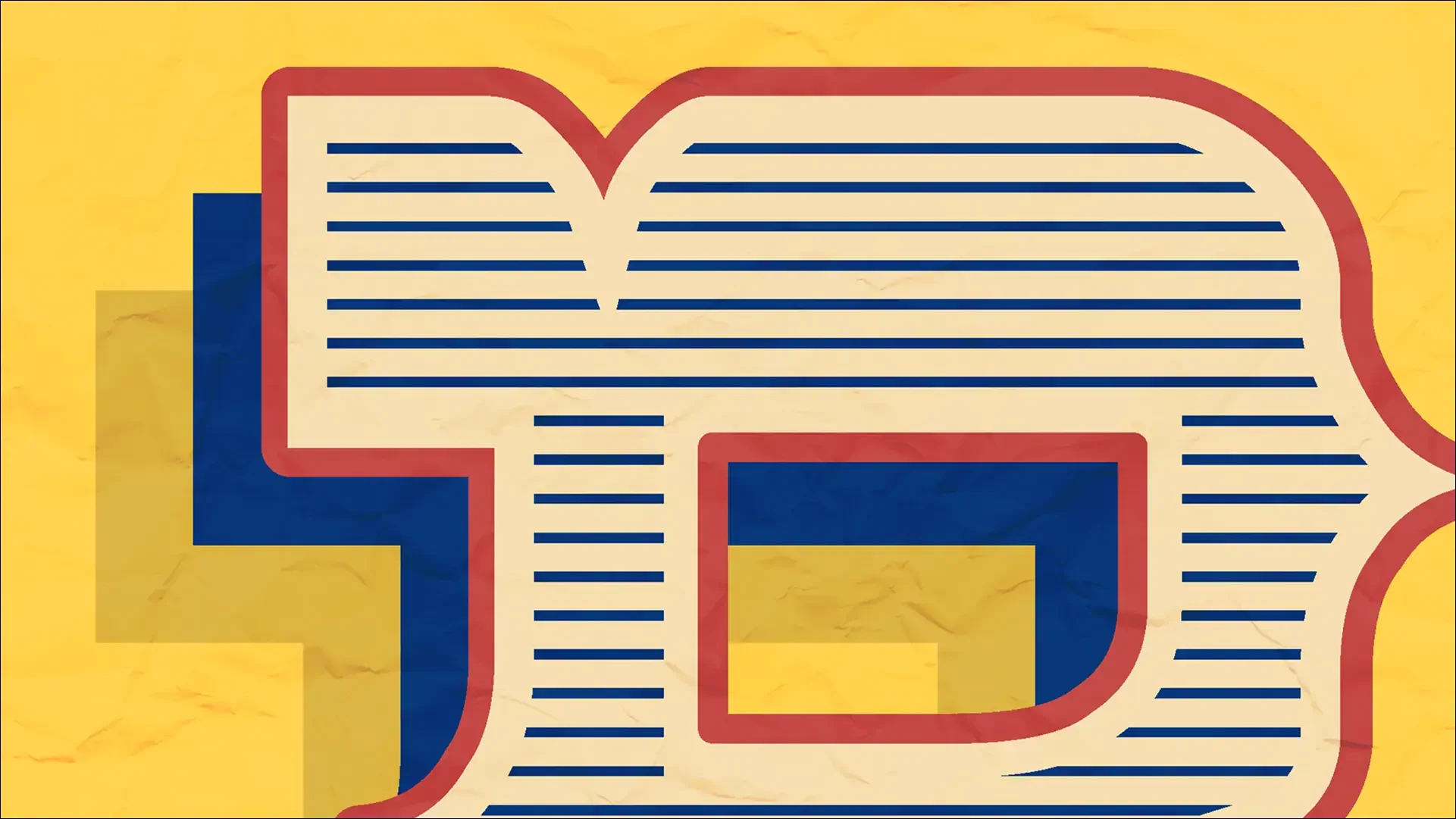 Abstract striped lowercase b illustration on yellow background