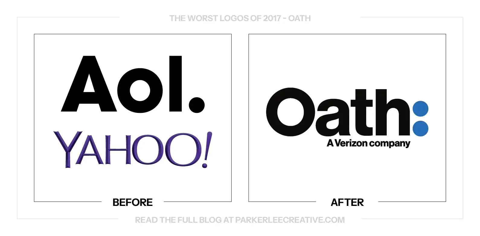 OATH logo before and after the 2017 rebrand.