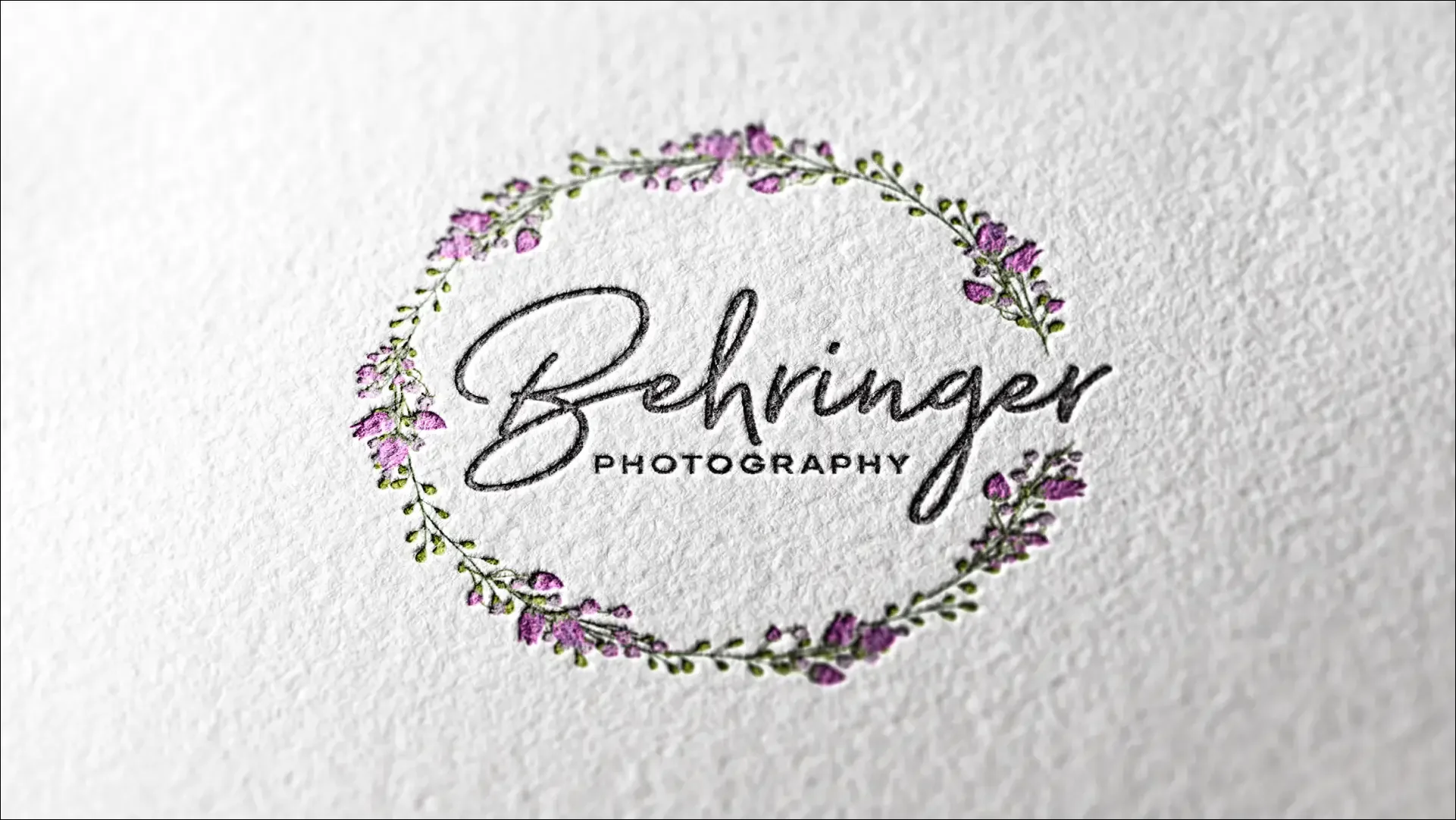 Behringer Photography floral-script logo.