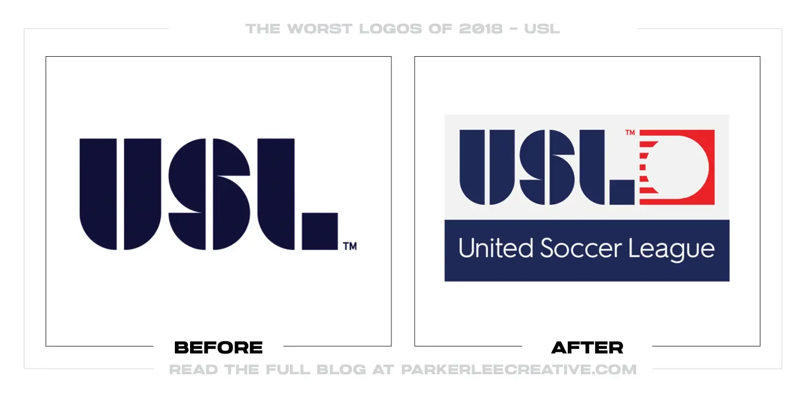 Before-and-after USL logo comparison