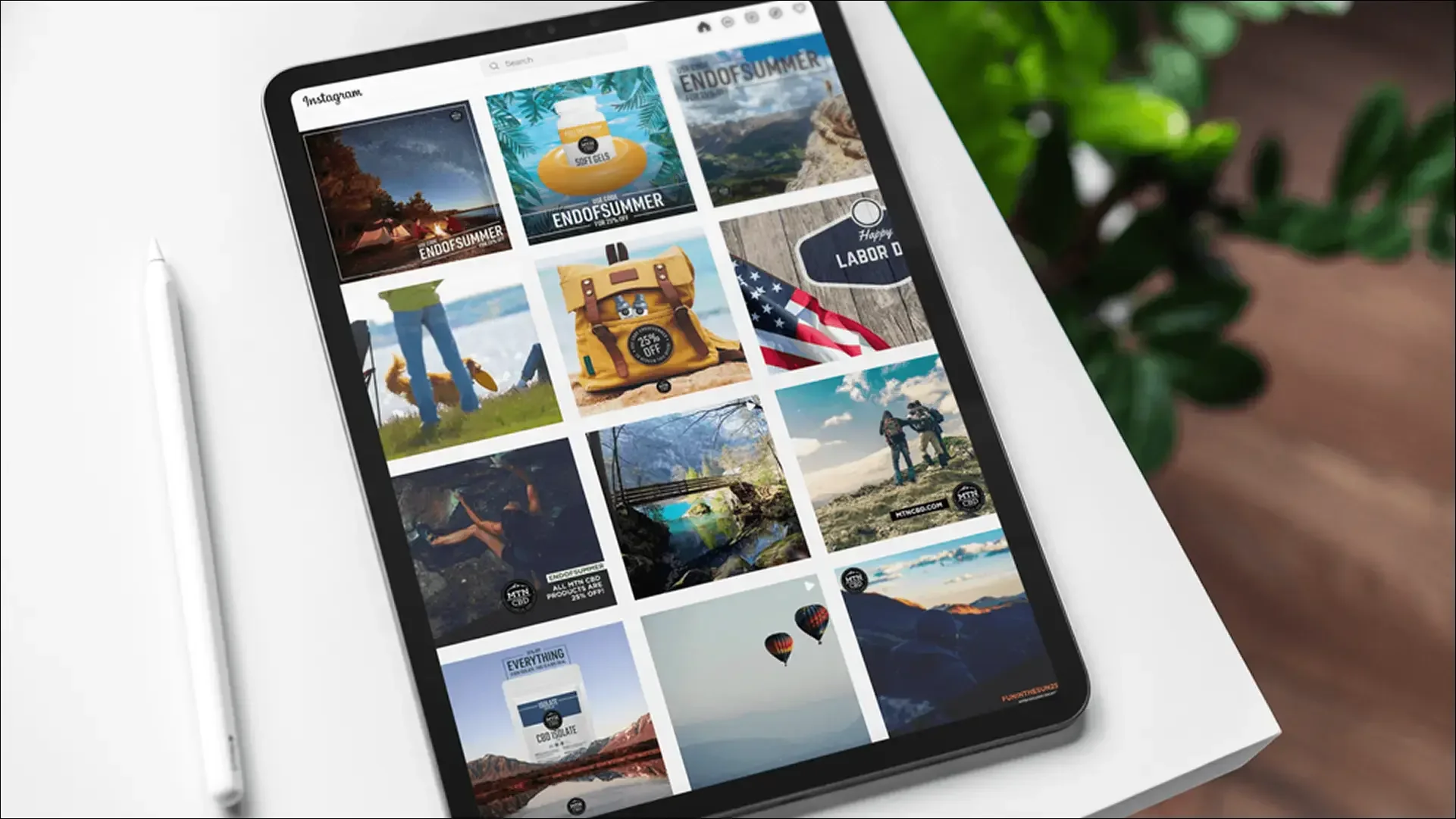 Luxury travel Instagram campaign displayed on tablet