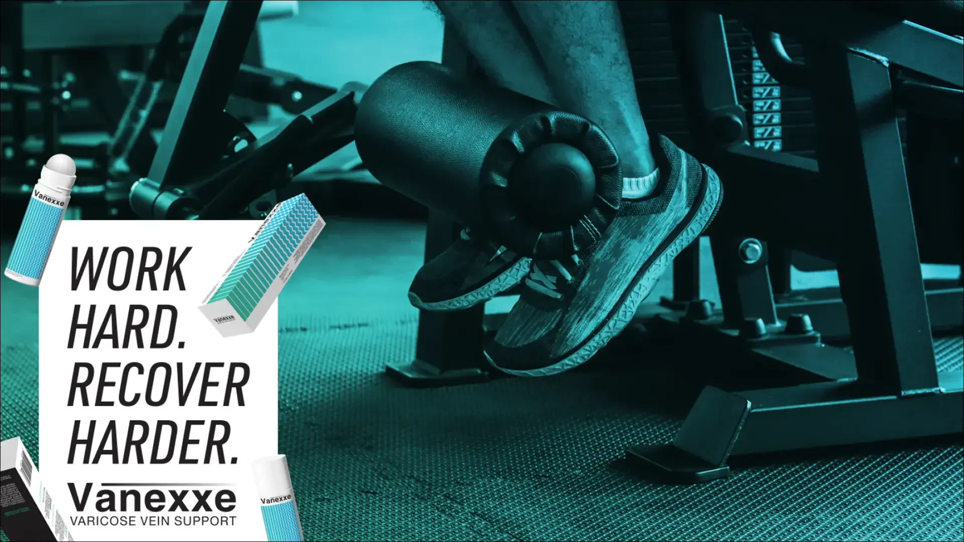 Vanexxe recovery supplement gym advertisement