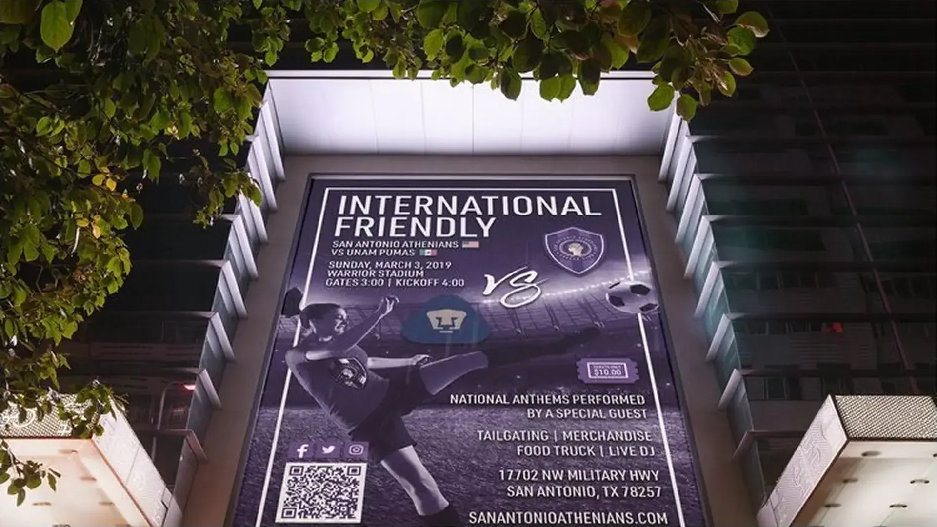 San Antonio Athenians International Friendly event banner
