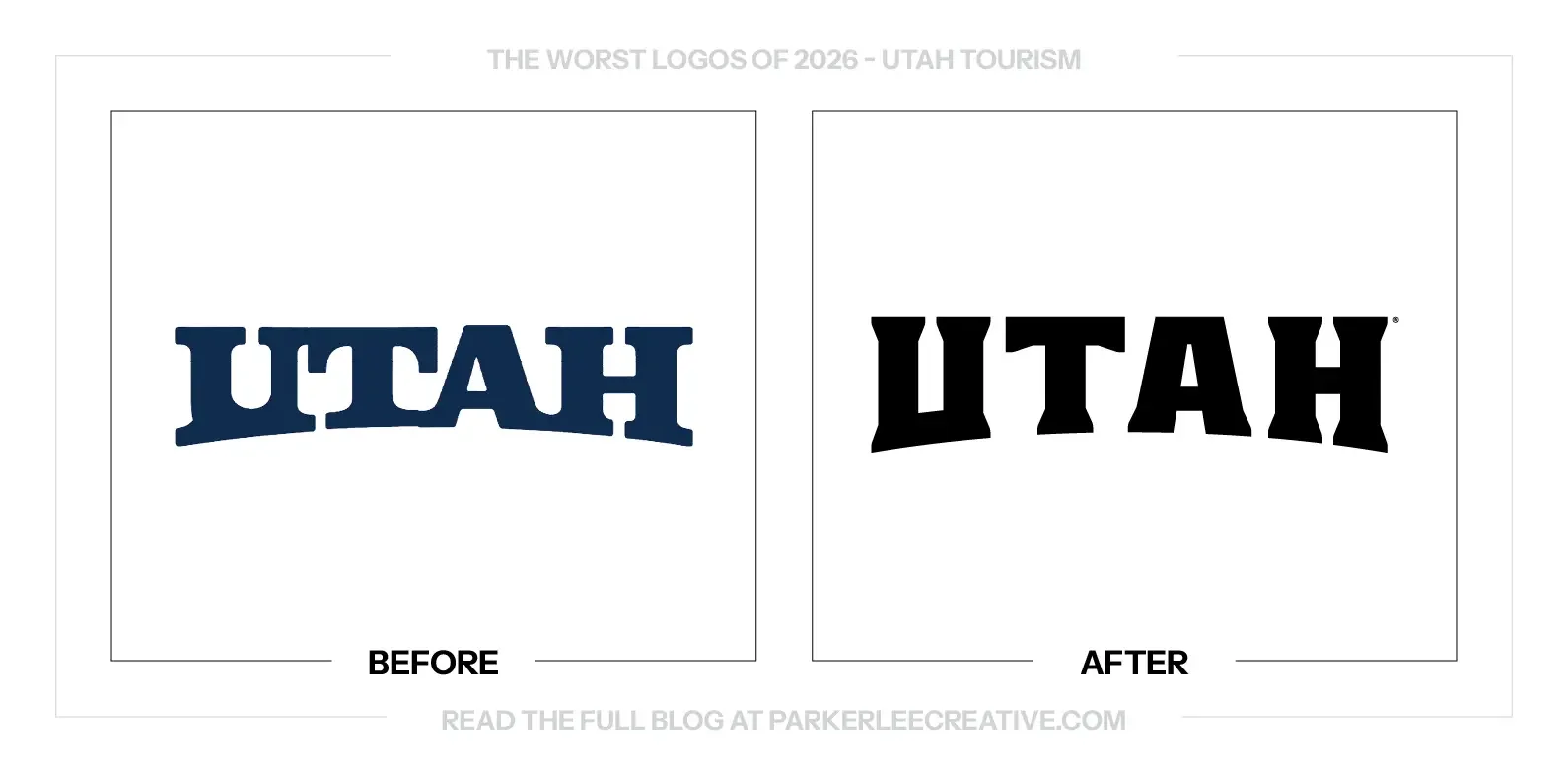 Utah Tourism logo before and after the identity update.