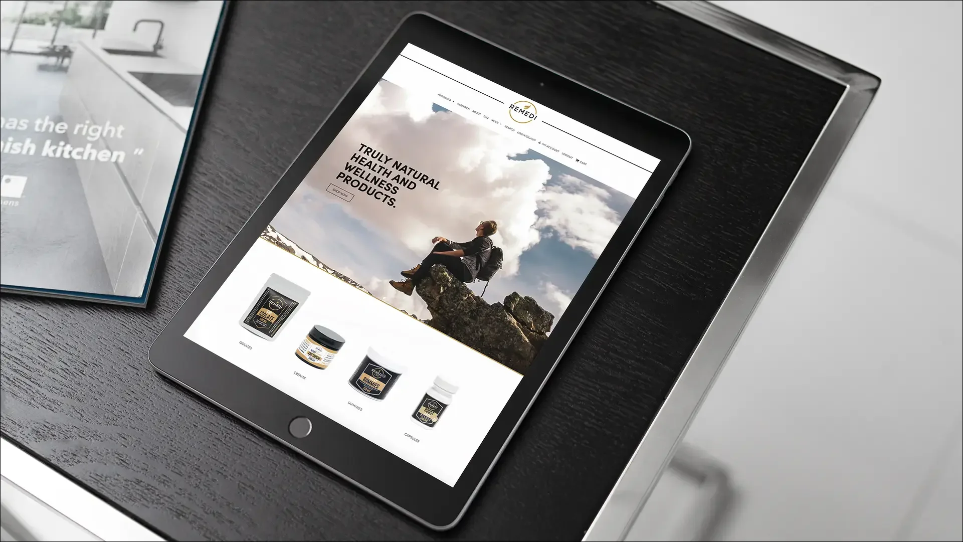 Protective coating products website displayed on tablet