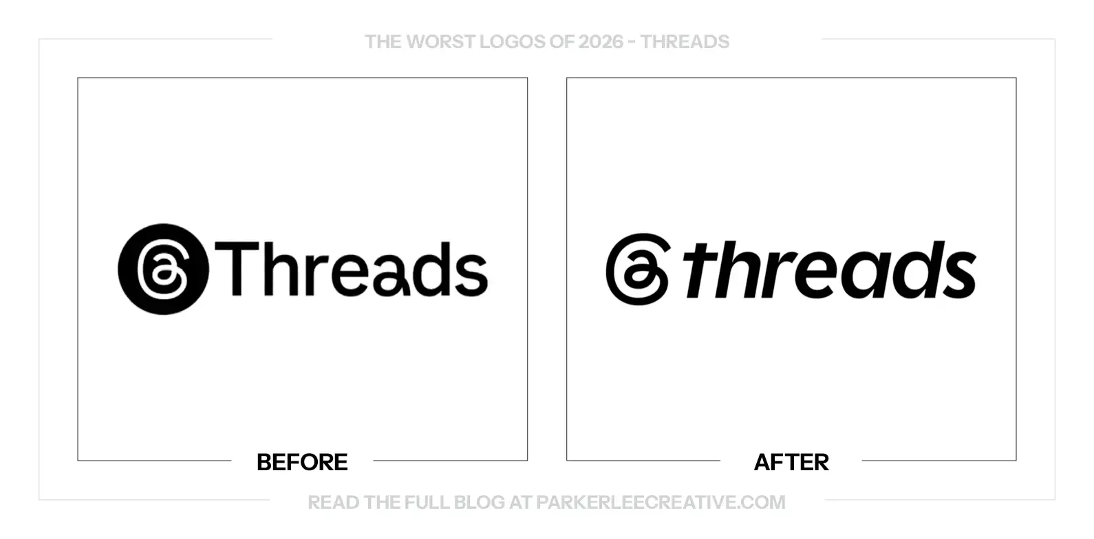 Threads logo before and after the identity update.