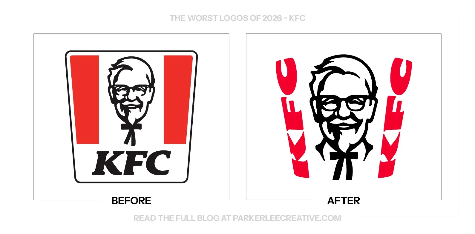 KFC logo before and after the identity update.