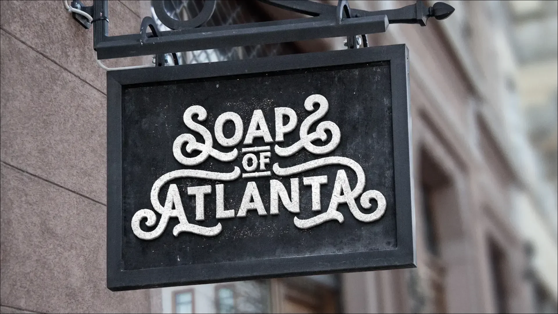 Soap of Atlanta storefront sign in hand-lettered white type.