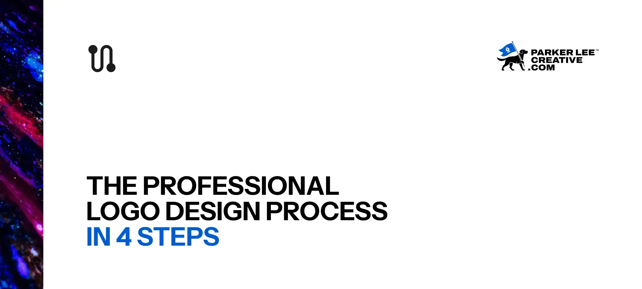 Four-step professional logo design process header graphic