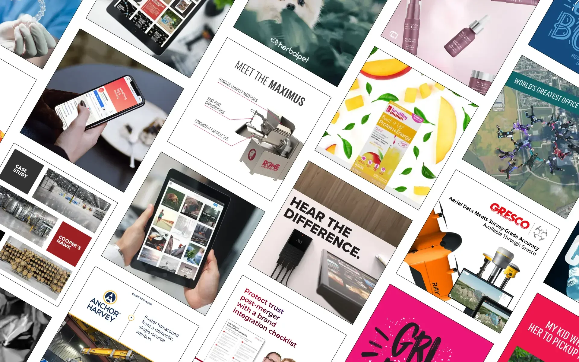 Integrated social media and digital campaign design collage