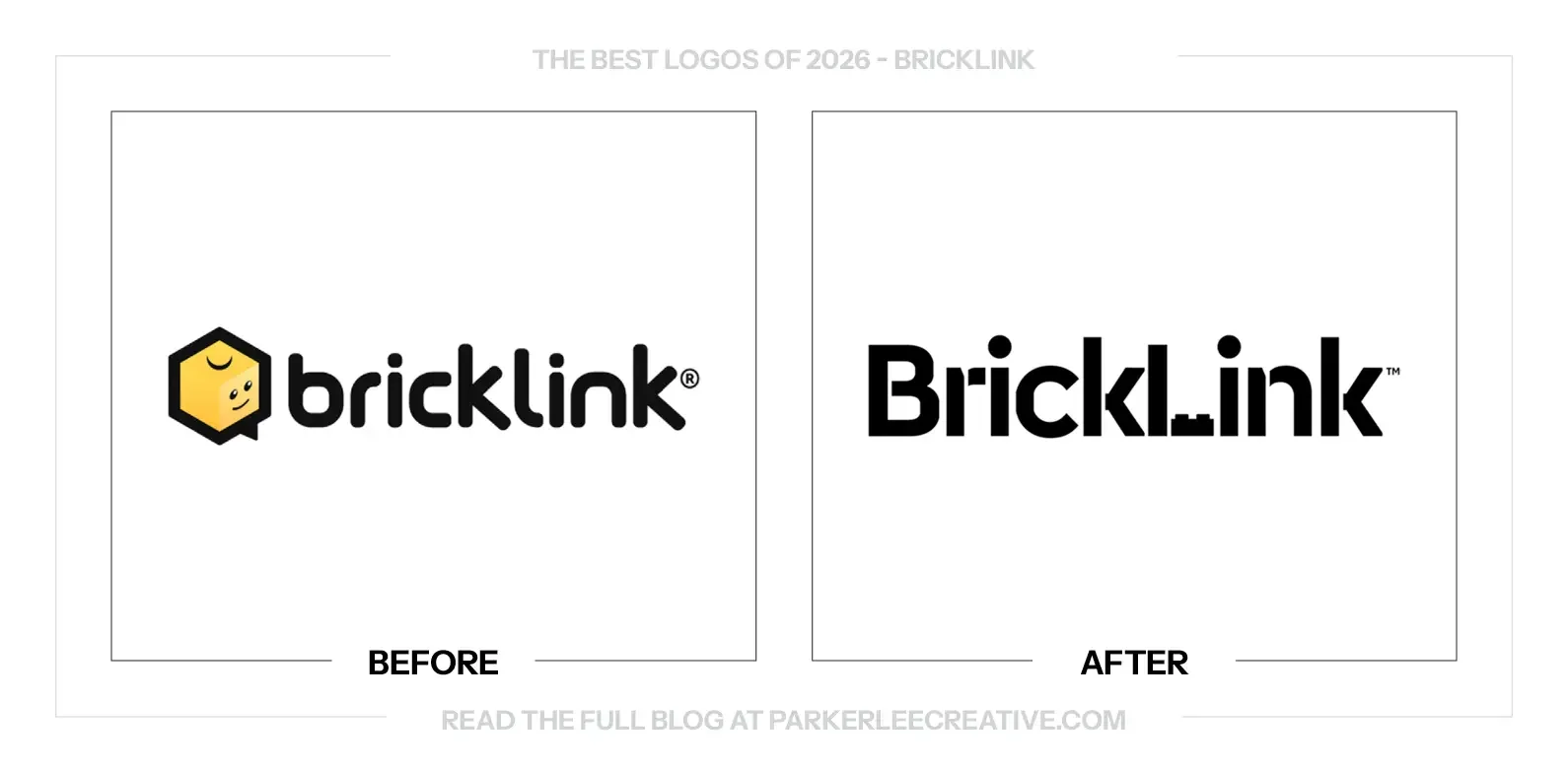 BrickLink logo before and after the identity update.