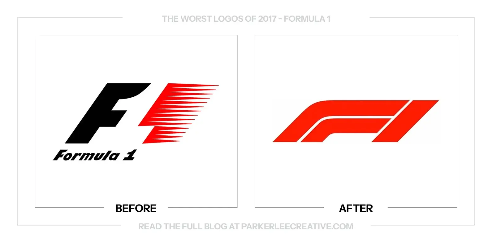 FORMULA 1 logo before and after the 2017 rebrand.