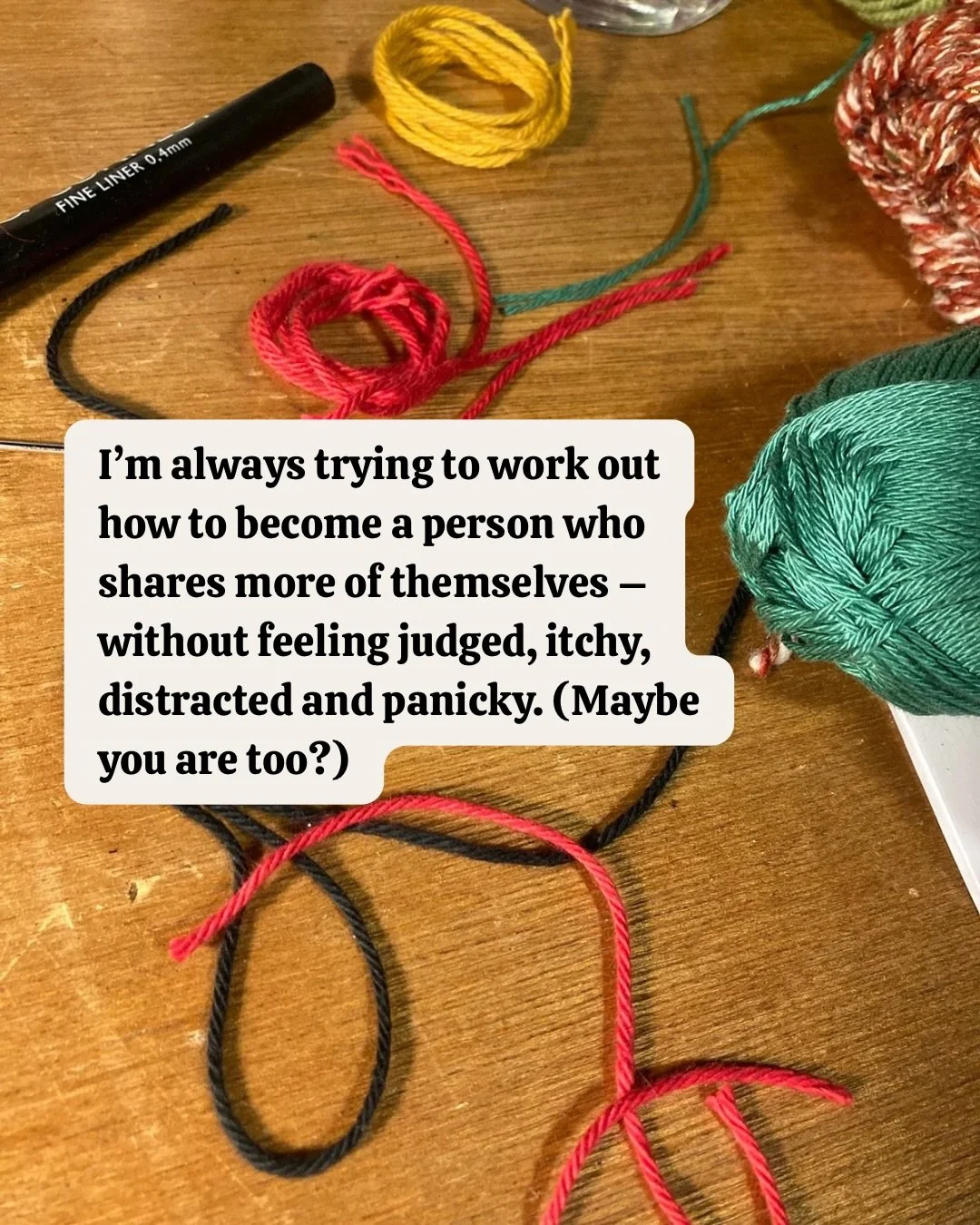 I&rsquo;m trying to shorten the distance between what I think and what I say &mdash; and to shrink the space between scribbled notes and shared bits of writing. I&rsquo;ve practised the first one a lot over the years. (Doing improv helped massively!)