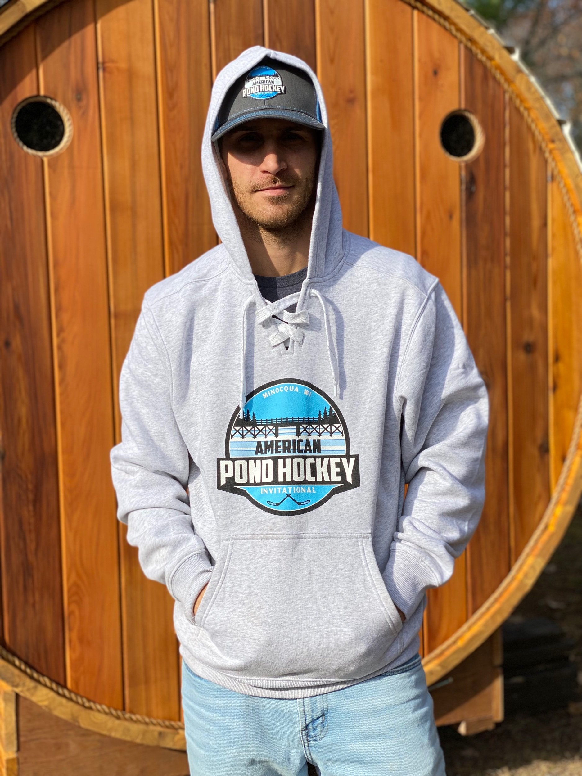 American Pond Hockey Hoodie Light Grey