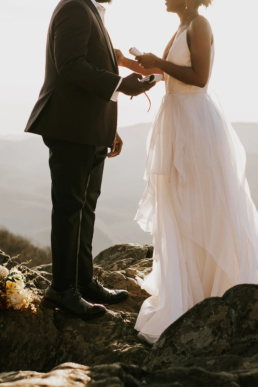 couple exchanges vows at Blue Ridge Parkway elopement