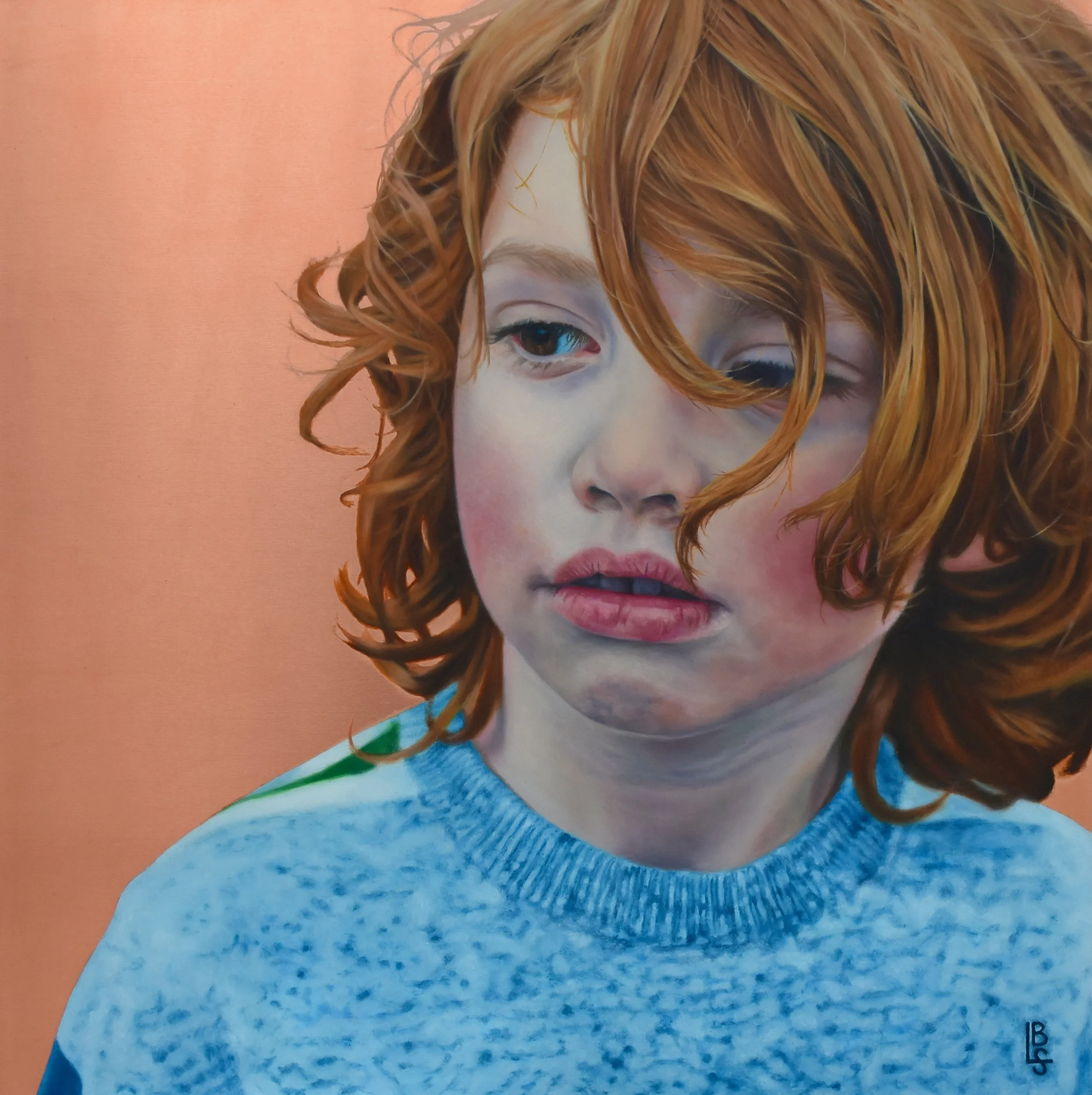 Portrait of Roman at 5 / Oil on copper / 2024