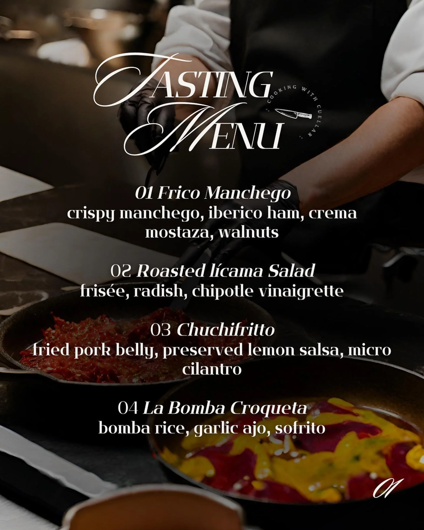 Tickets are AVAILABLE NOW!

If you are ready to dive deep into Spanish culture with our tantalizing 9 course menu, paired with cocktails and wine from our partner @burnarjwines , now is your chance!

When: February 17th, 2024
7PM-9:30PM
Where: 2nd Un