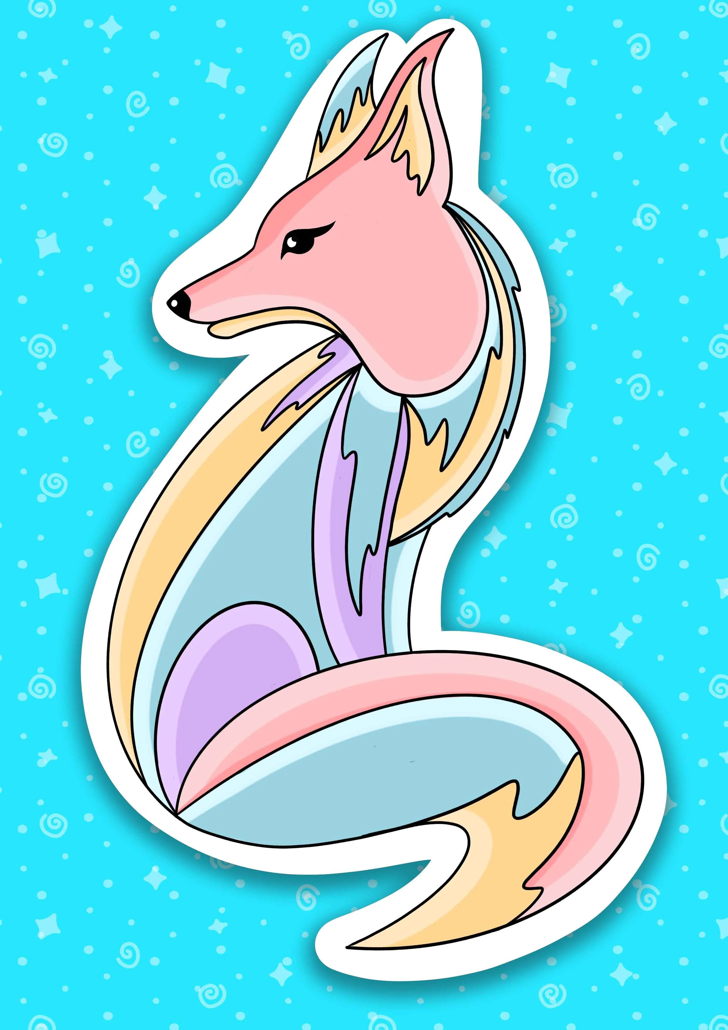 Colourful Fox Sticker