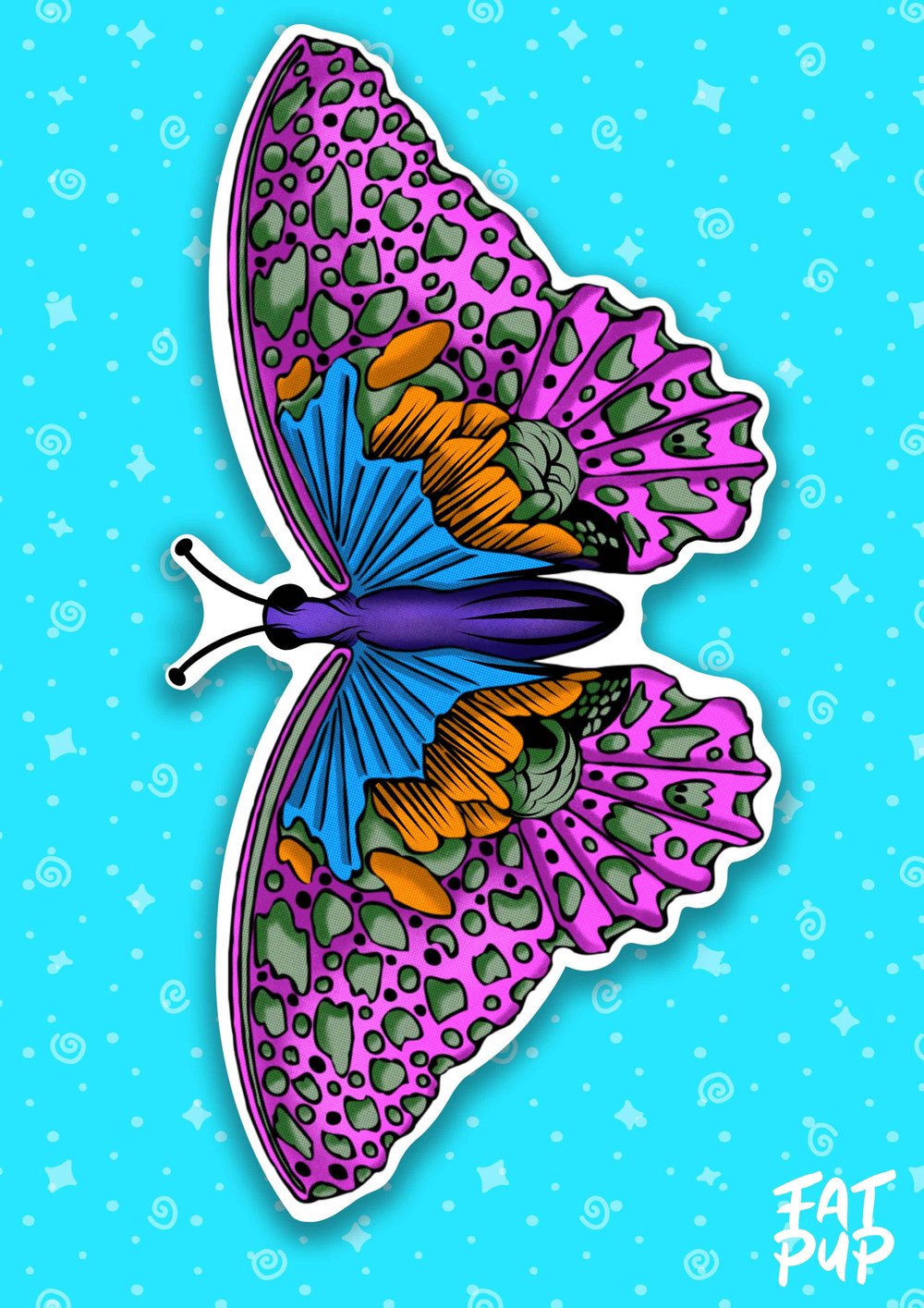 Butterfly No.2 Sticker — Fat Pup Illustration