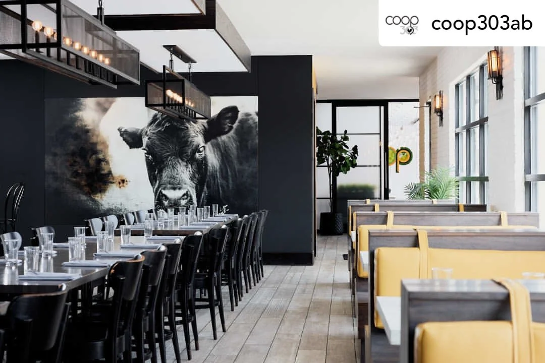 Brandon Luther large-scale original artwork installed in a contemporary restaurant interior.