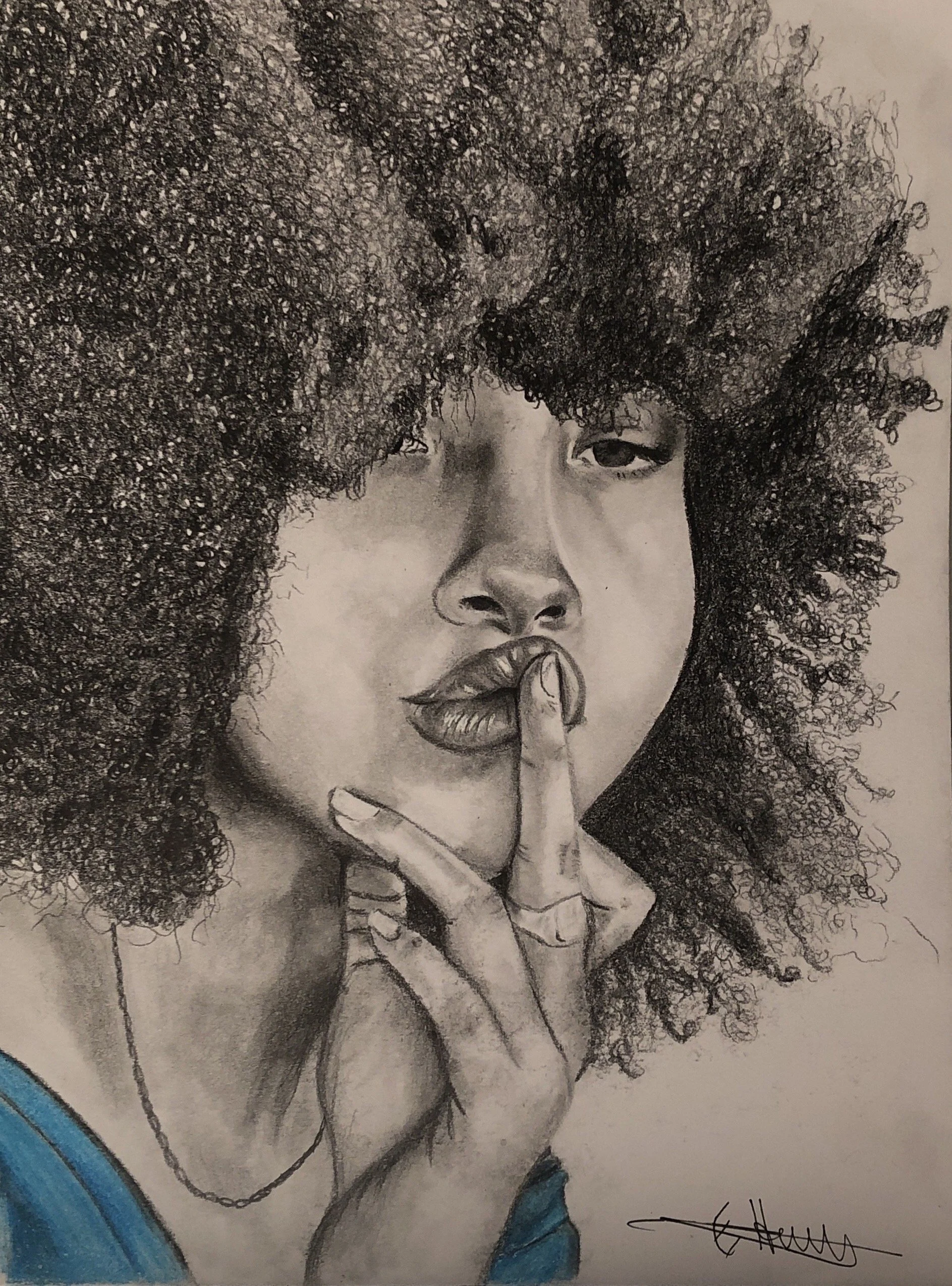Afro - November 5, 2019
~ Size: 9x12
~ Medium: Graphite and Coloured Pencil