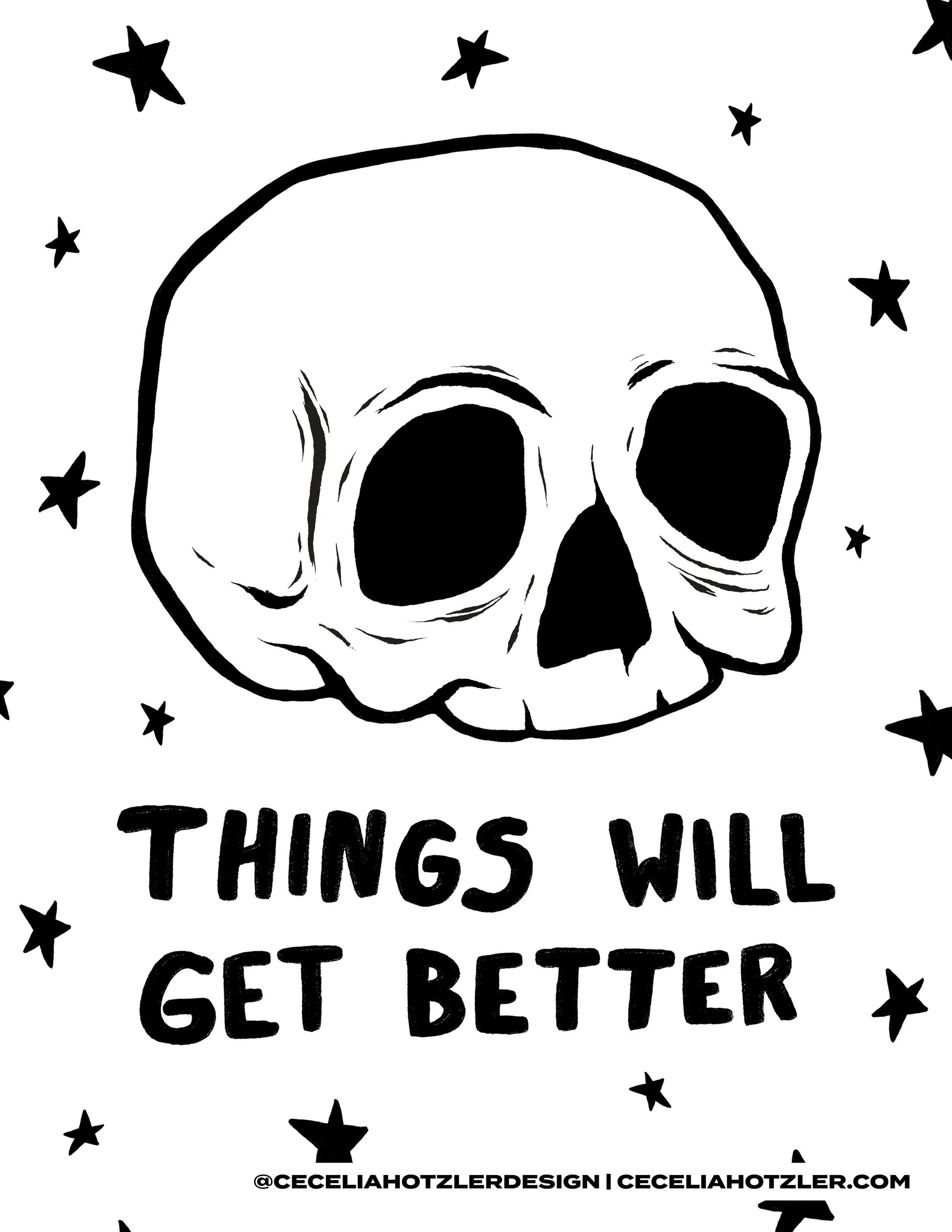 Skull free downloadable coloring page by Cecelia Hotzler