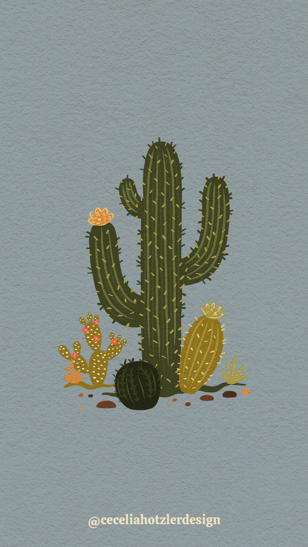 FREE downloadable, hand-drawn lock screen wallpaper for iPhone or Android by Cecelia Hotzler of Cecelia Hotzler Design.