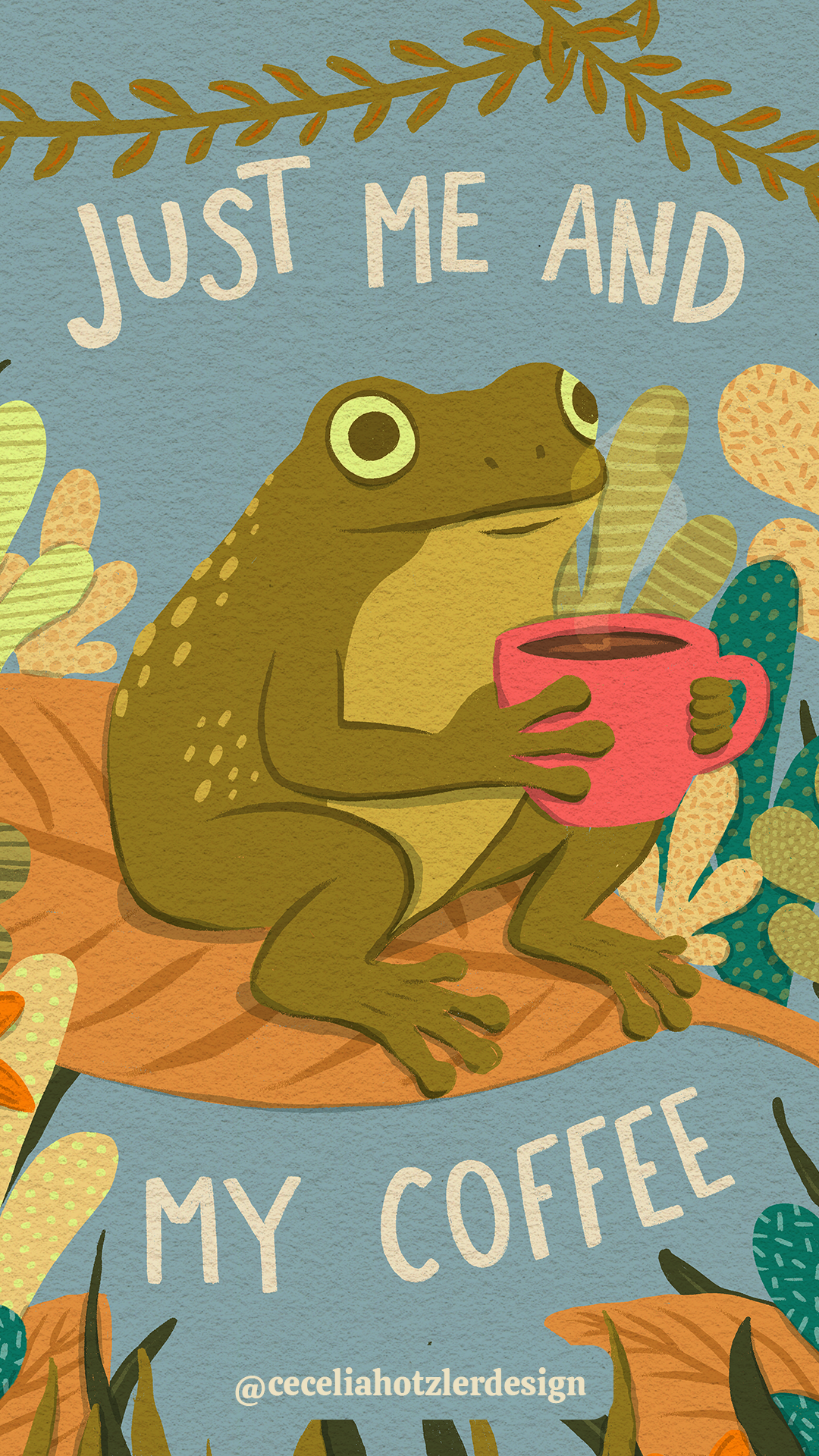 FREE downloadable, hand-drawn lock screen wallpaper for iPhone or Android by Cecelia Hotzler of Cecelia Hotzler Design.