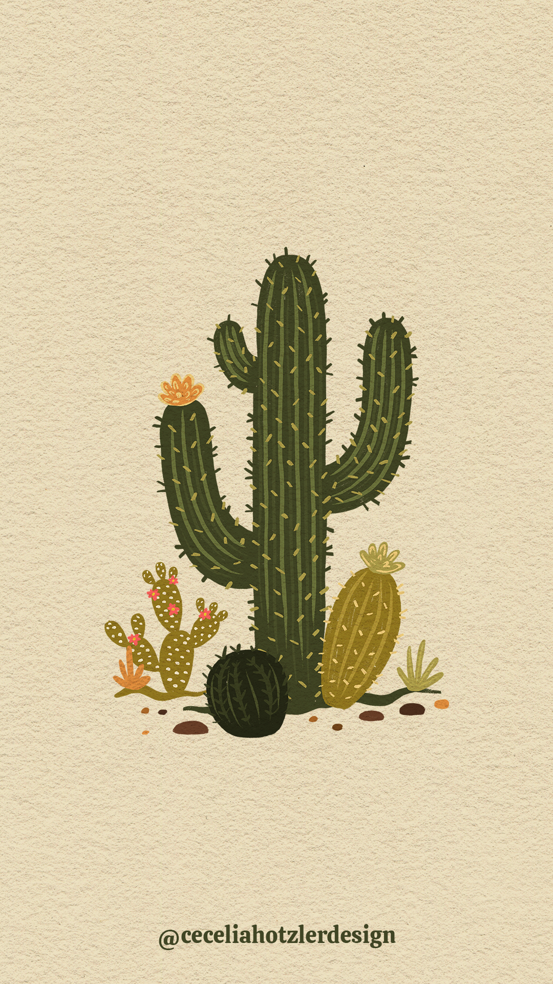 FREE downloadable, hand-drawn lock screen wallpaper for iPhone or Android by Cecelia Hotzler of Cecelia Hotzler Design.