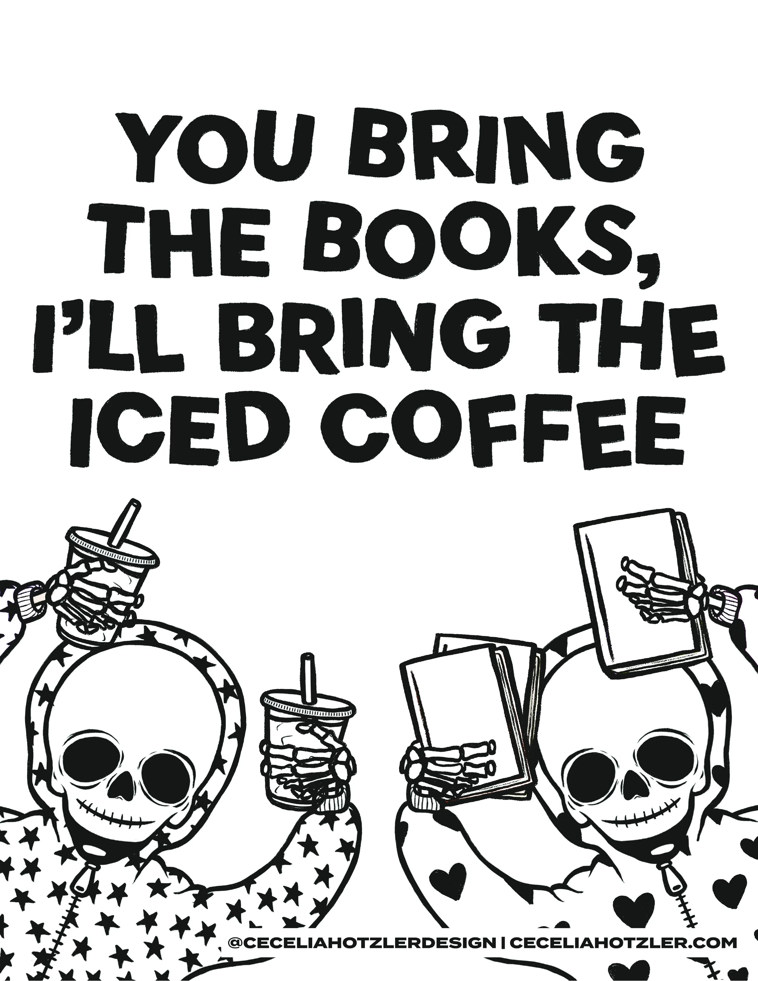 Skeletons free downloadable coloring page by Cecelia Hotzler
