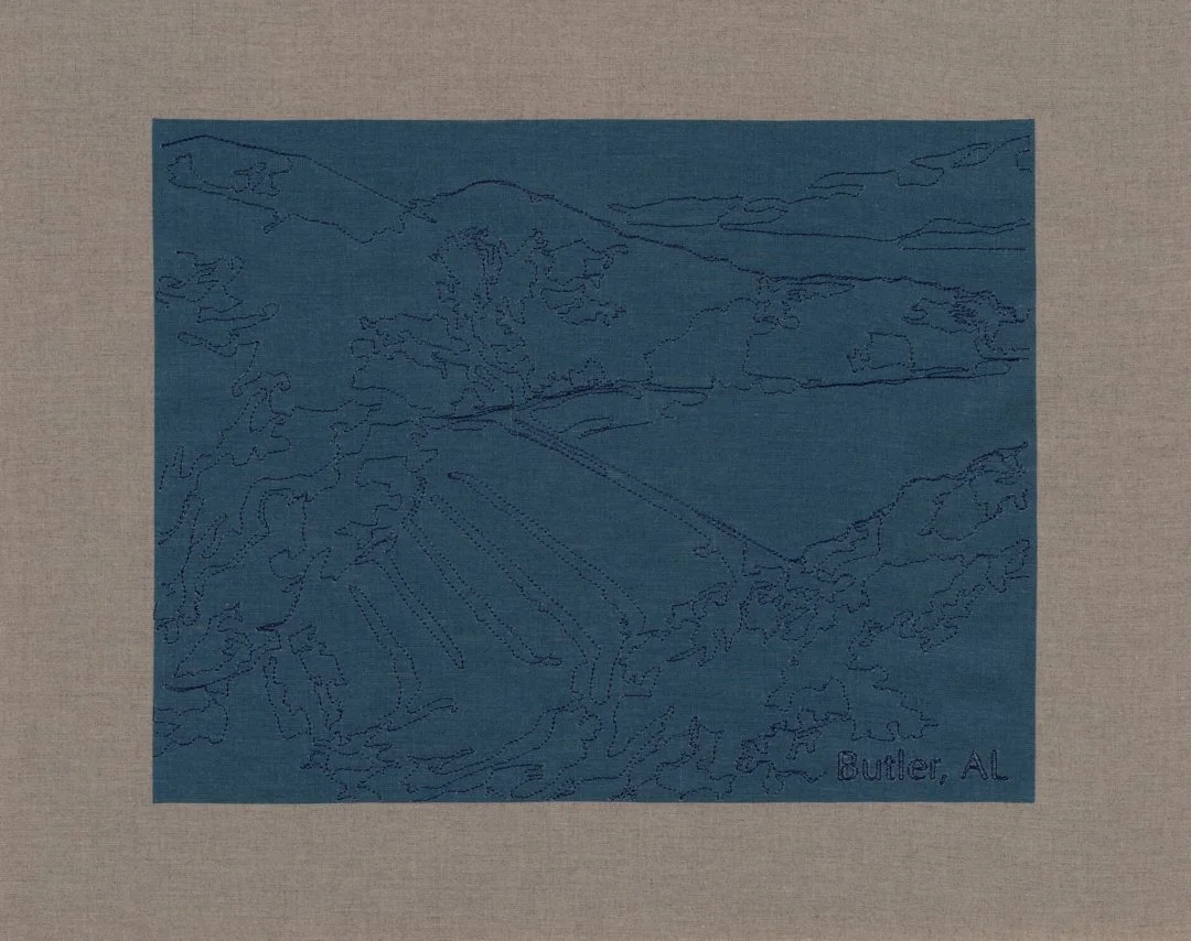 Butler AL, 2026 Ed. Inkjet print on linen, overlaid with embroidery 16 x 20 in