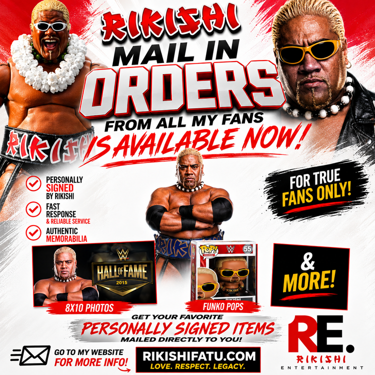 Rikishi Mail In Orders available now, personally signed memorabilia from Rikishi Entertainment