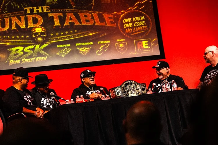 Bone Street Krew members at the panel table