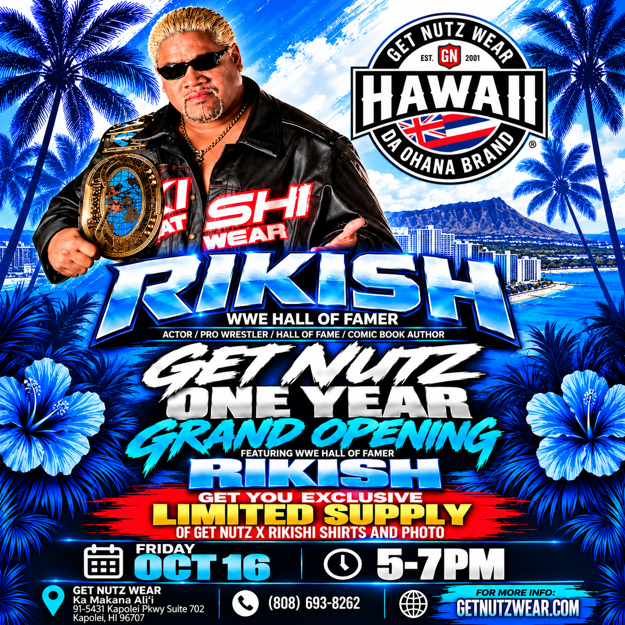 Get Nutz Wear One Year Grand Opening Rikishi Flyer
