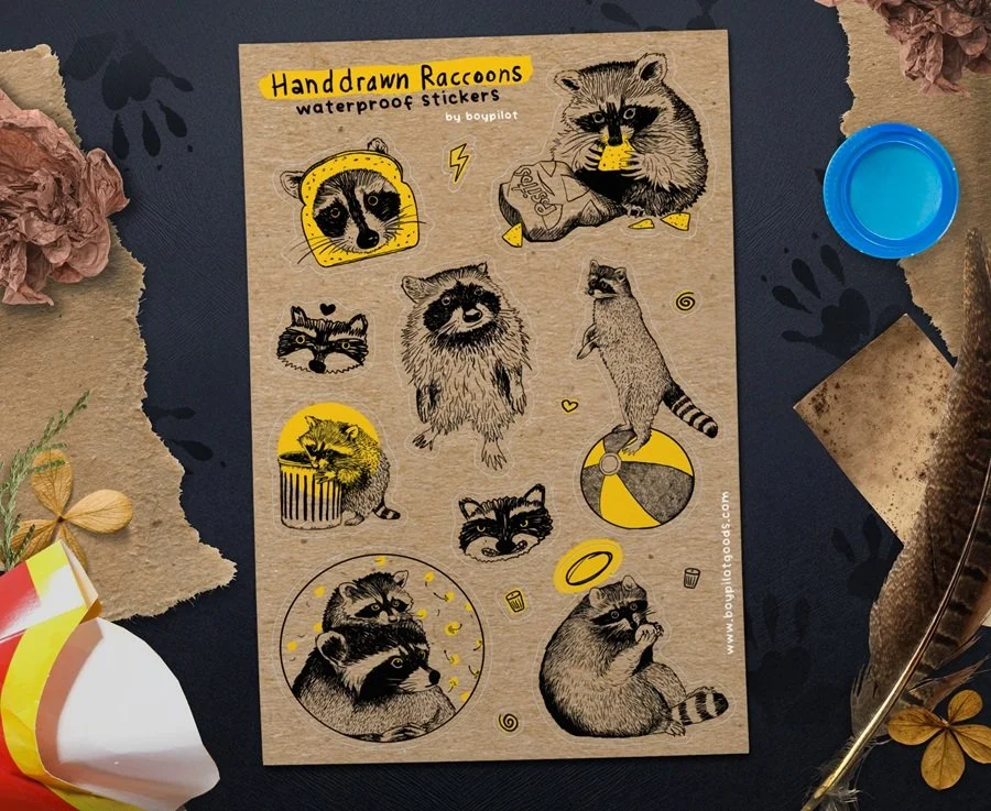 Raccoon Sticker Sheet for BoyPilot Goods
