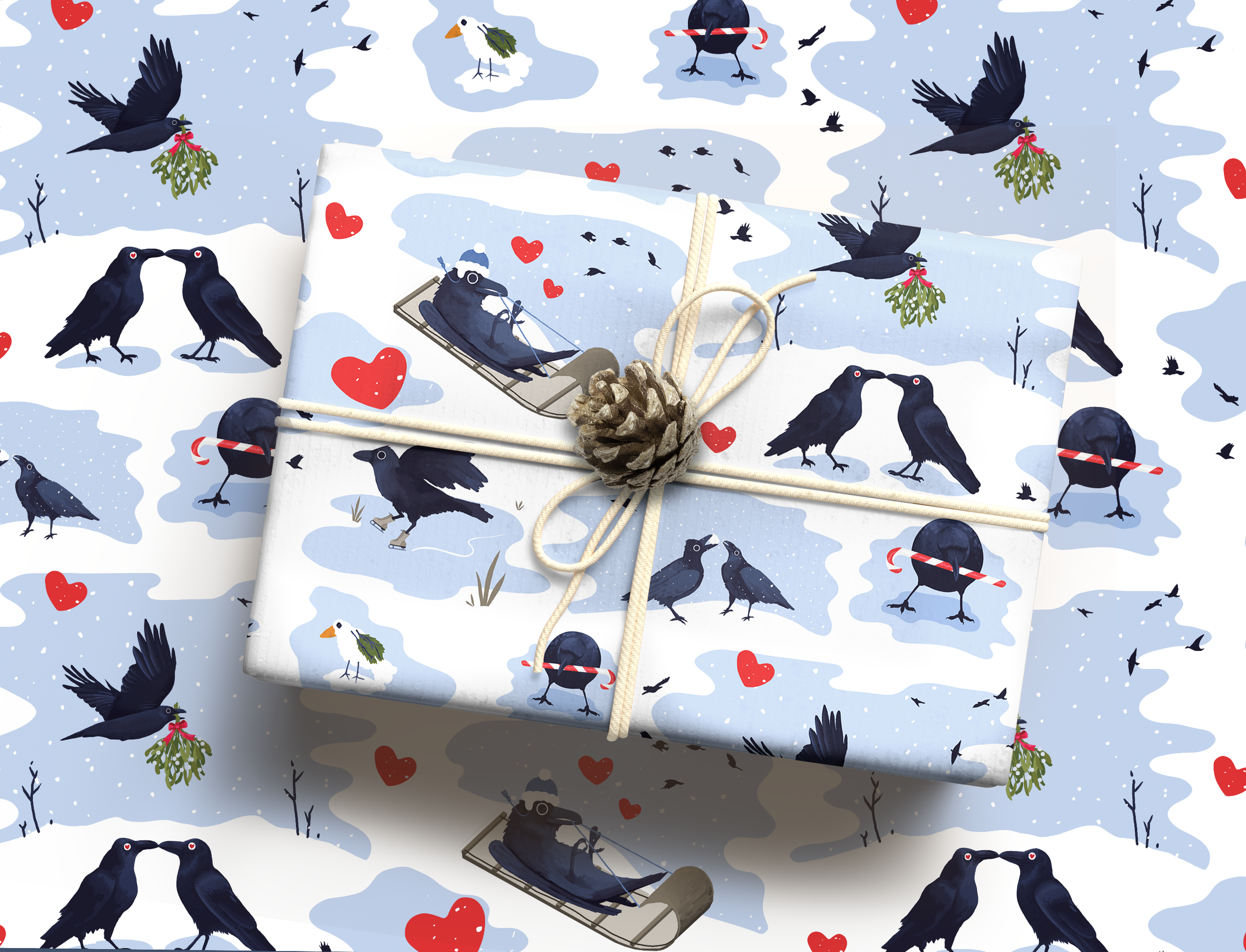 Winter Crows gift wrap for BoyPilot Goods