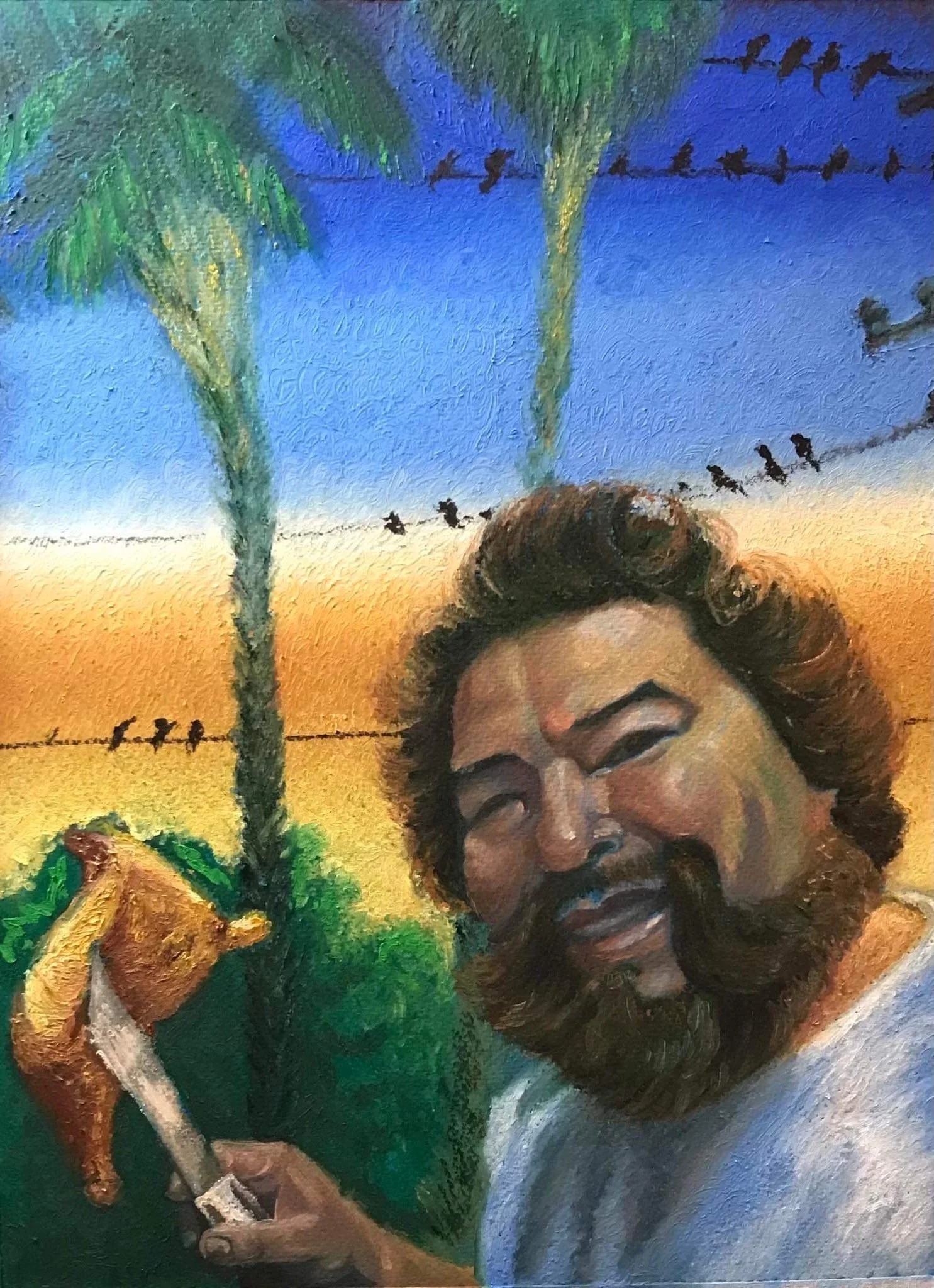 First of the Month. Oil pastel. 11 x 14in toned paper. 2023.