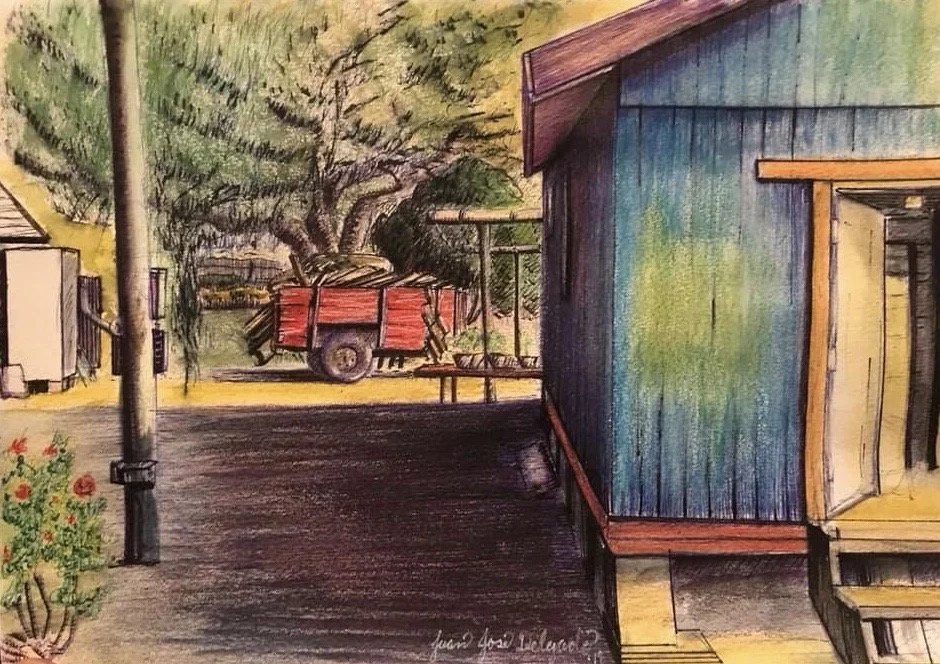 El Chante. Pen, ink, watercolor pencil. 5in x 8in paper. 2019.