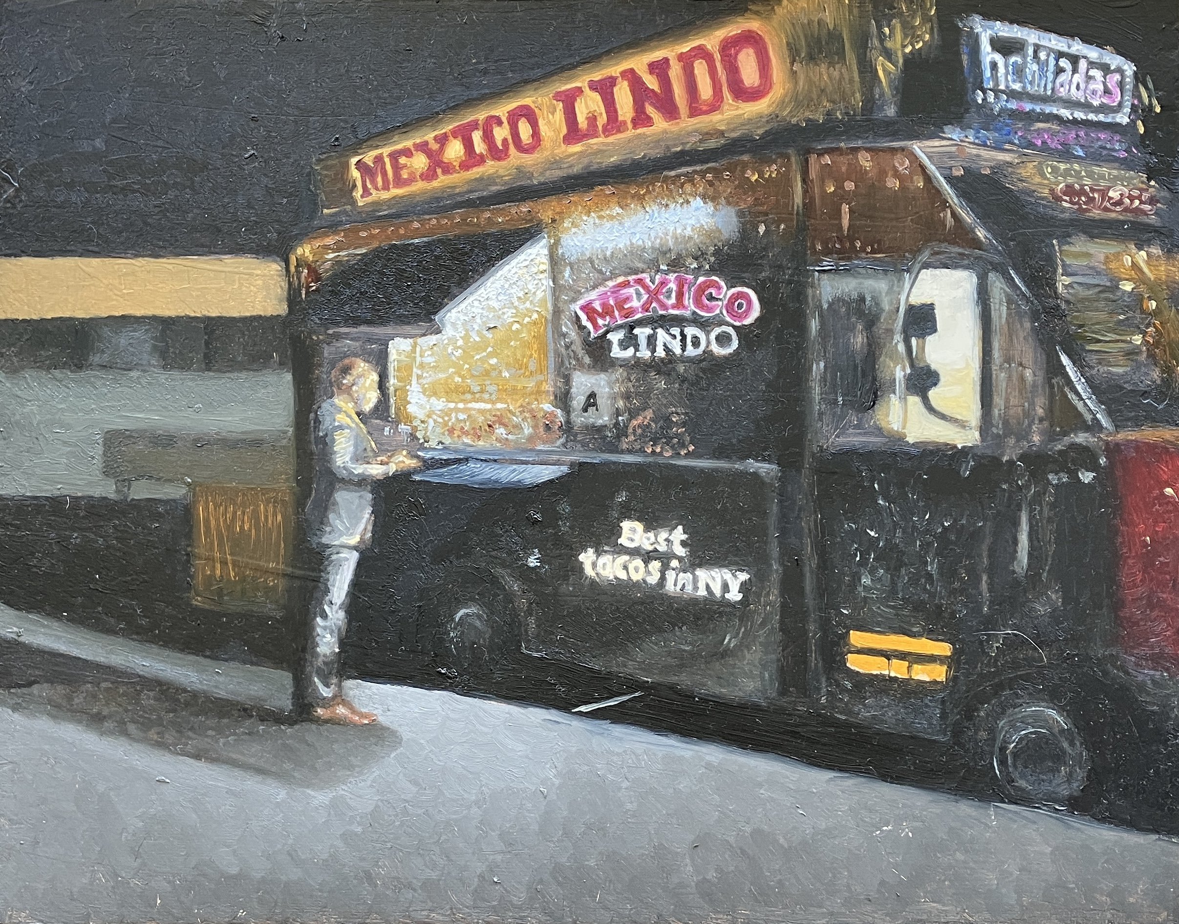Best Tacos in NY. 11 x 14in canvas panel. 2023.