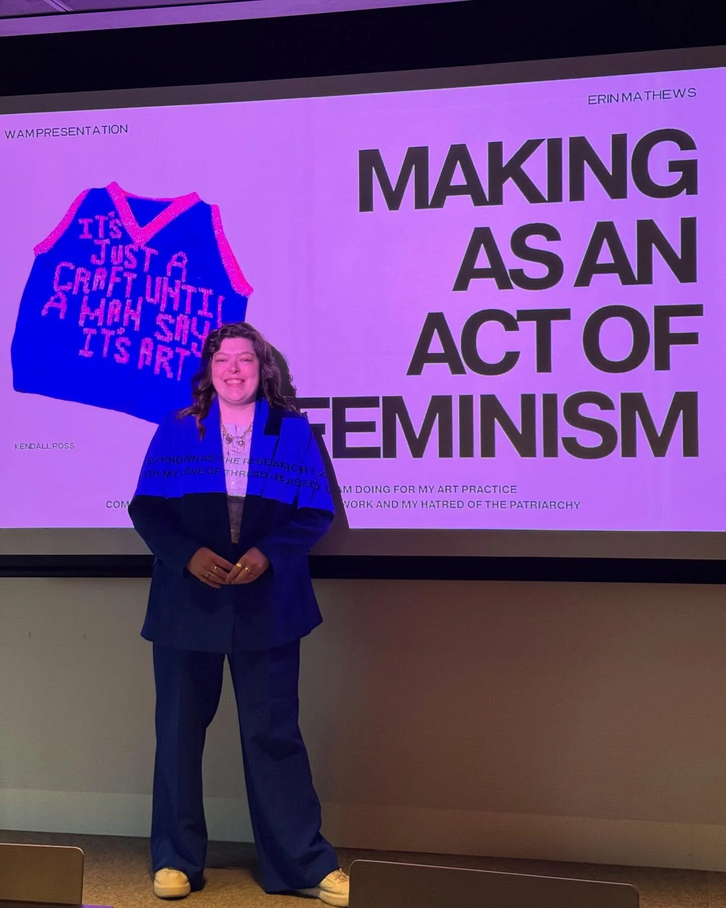 Thank you to everyone who came to my #WAM presentation! I love talking about things I&rsquo;m interested in (make making stuff) so this was perfect. Can&rsquo;t wait to see all your feminist embroidery! @melbournemuseum