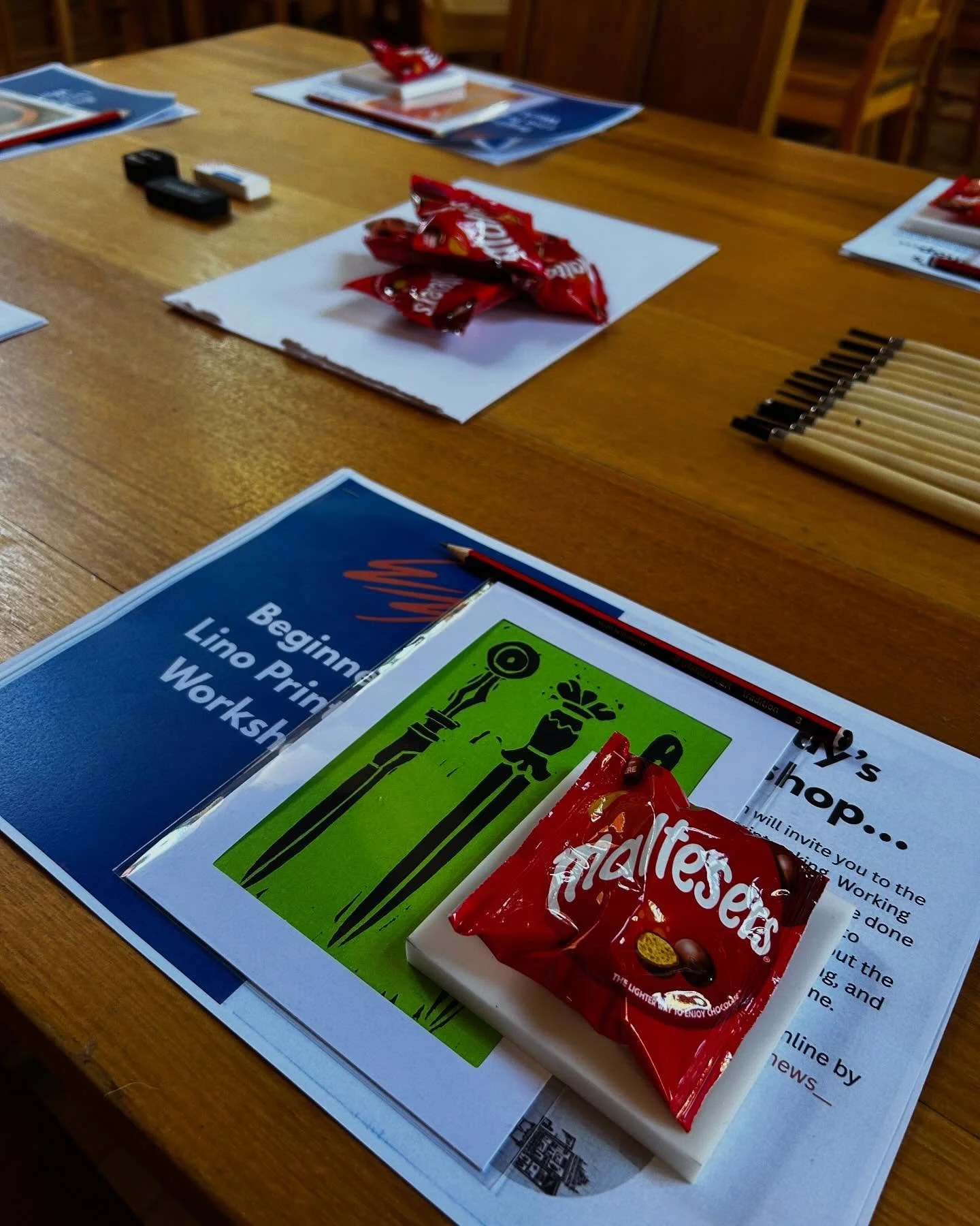 Time for the Lino Printing workshop at @janetclarkehall