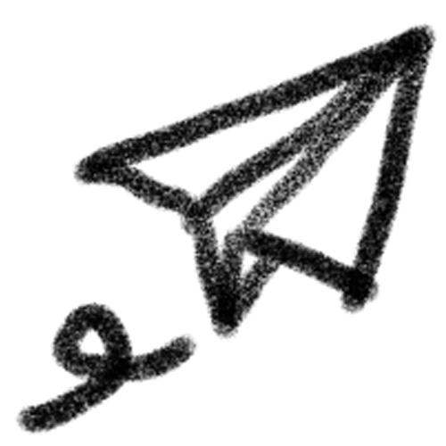 Sketch of a paper airplane with a curved trail