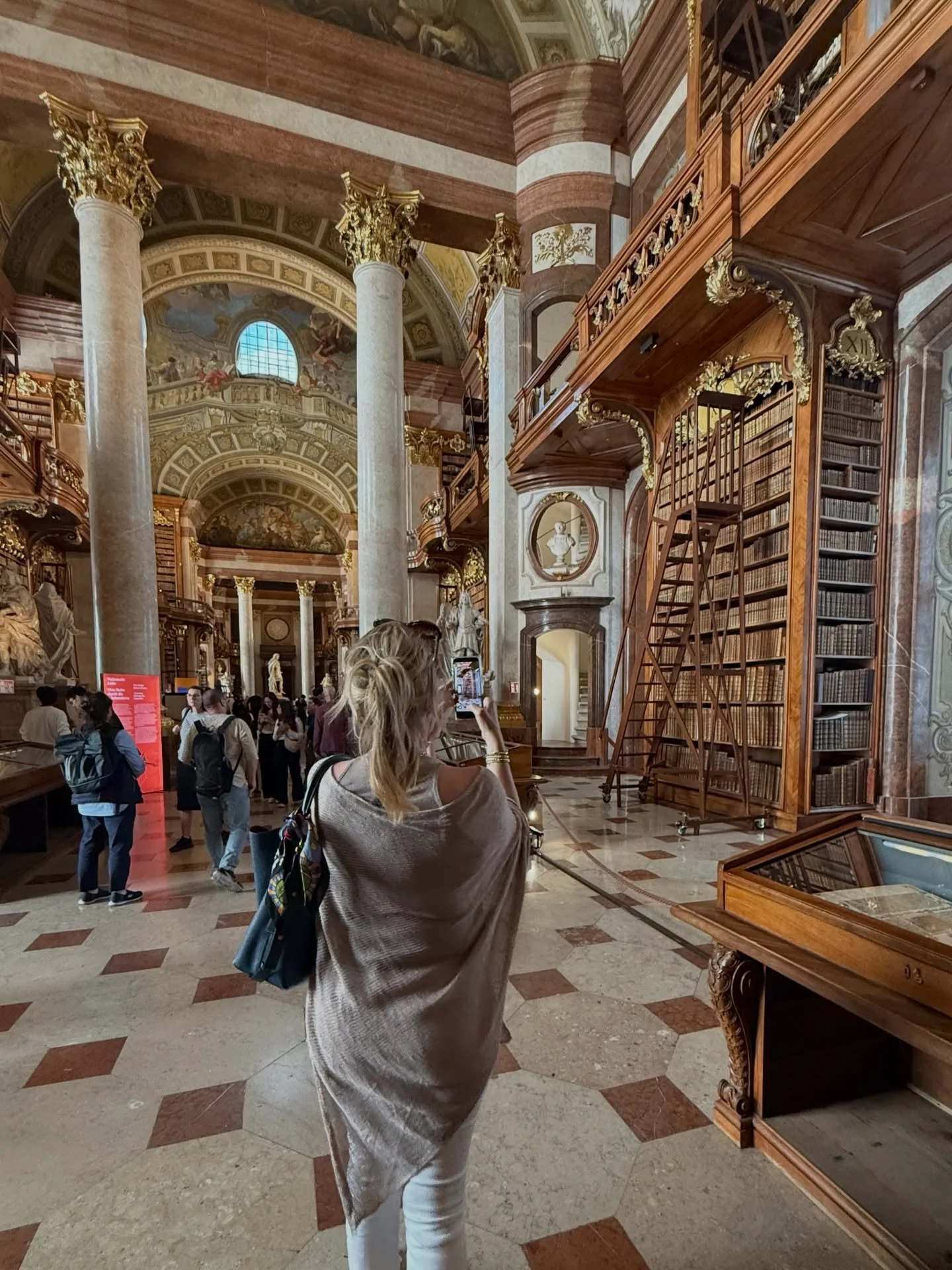 Talk nerdy to me.

This is the kind of room that makes you question every interior decision you&rsquo;ve ever made. Floor-to-ceiling frescoes, gilded shelves, books arranged like they know they are being admired. 

Don&rsquo;t you just love an old li