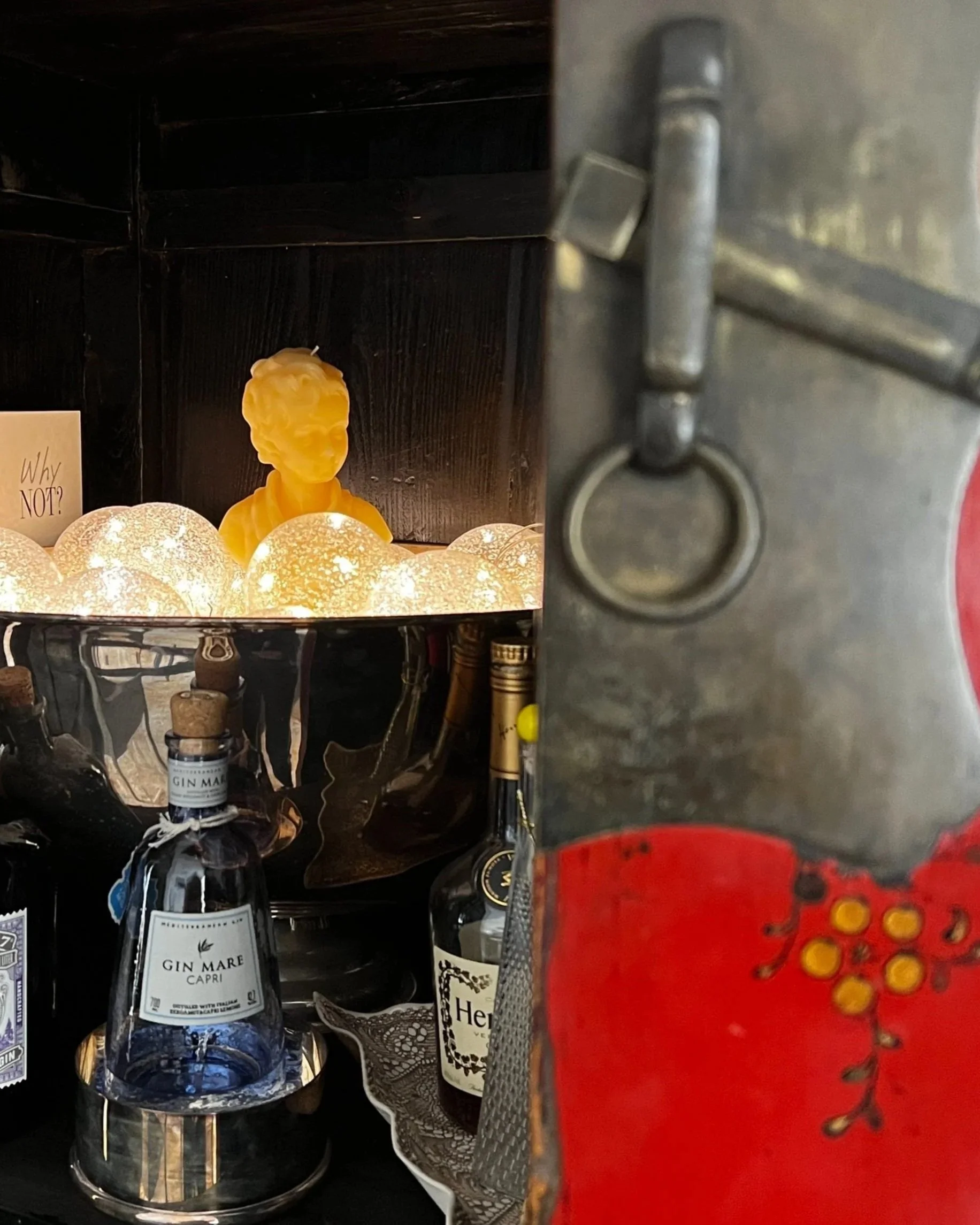 Peak into a Chinese wedding cabinet that has been reimagined bar set up