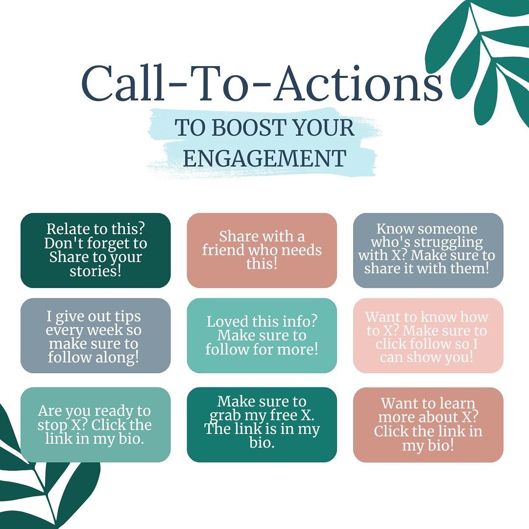Want your audience to take action?!?📢

Make sure to put a strong CTA at the bottom of all of your posts.

🔊People are busy and you have to direct your audience to the action you want them to take!

Do you use CTA's on your posts?

💚 = YES!
❌ = Nop