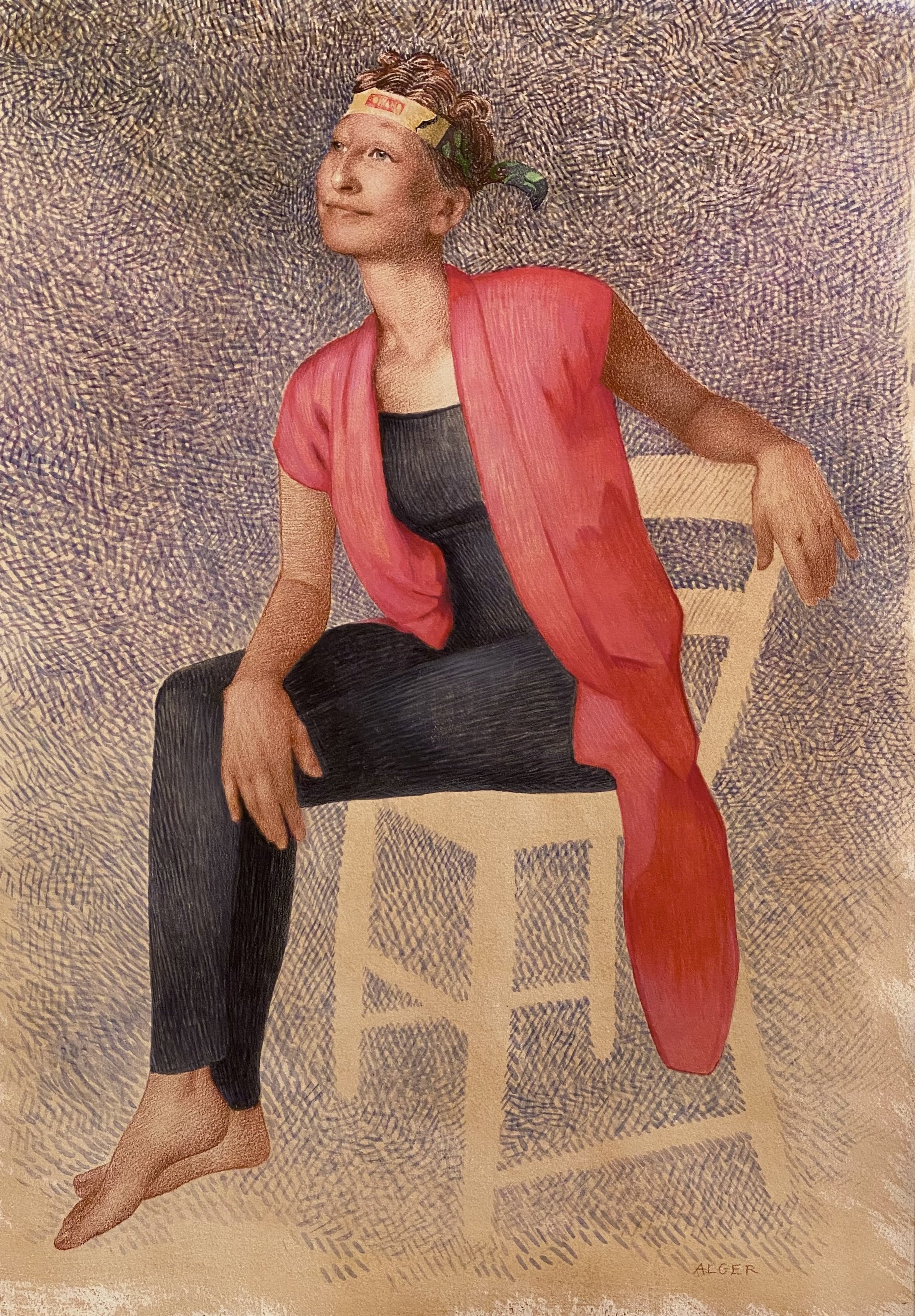 Tracker  
28 x 19"  
Sanguine and Watercolor on Arches paper  
Included in the Salon de Refusés, Wausau Museum of Contemporary Art, 2022